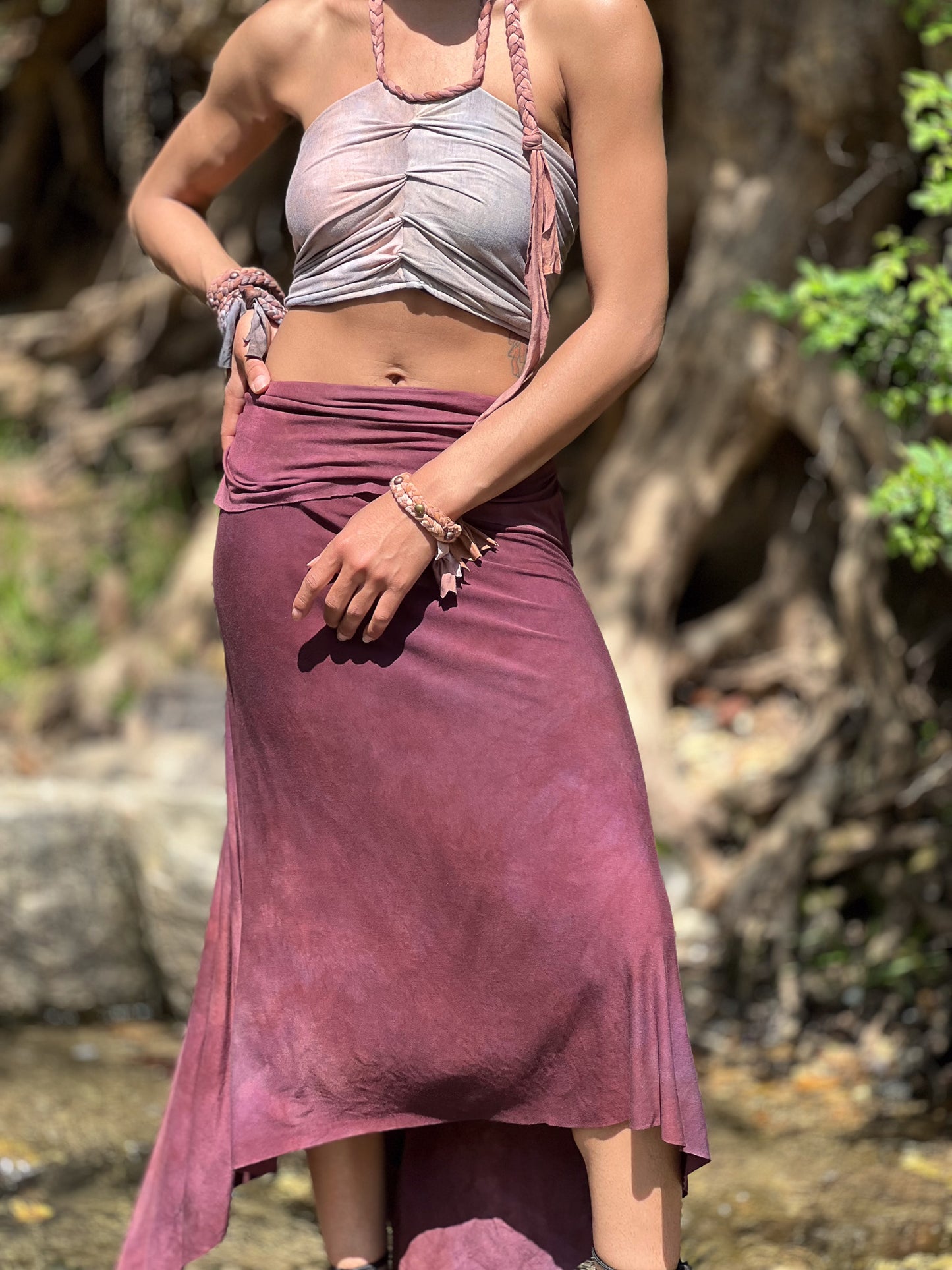 Magenta Dyed Maxi Athena Skirt