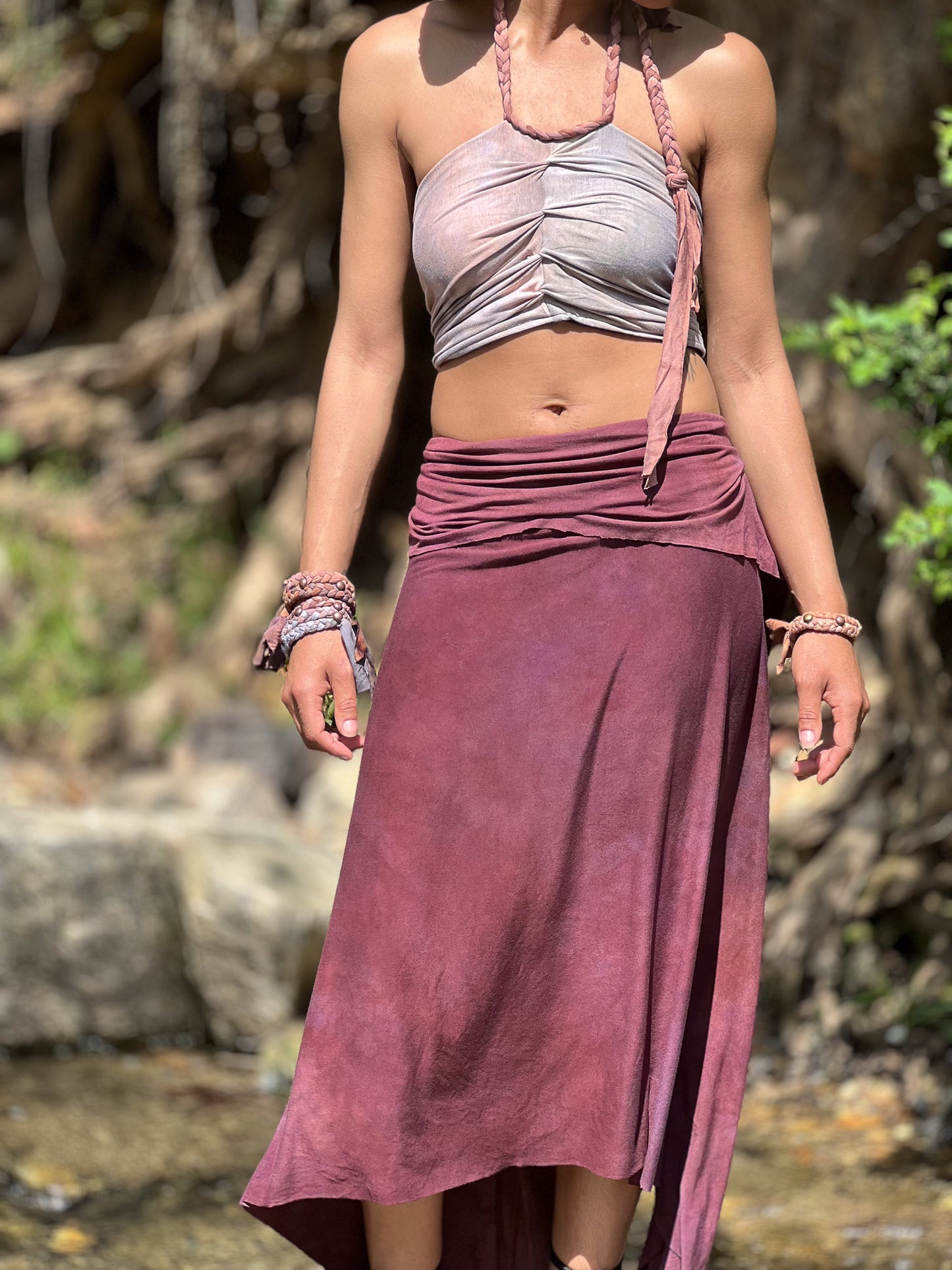 Magenta Dyed Maxi Athena Skirt