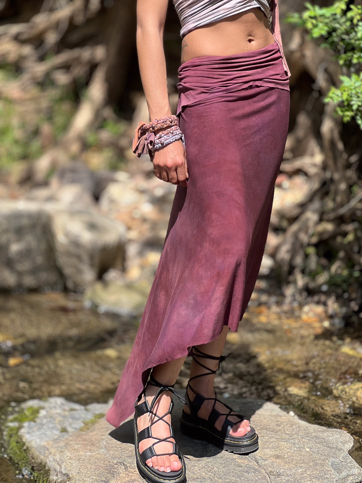 Magenta Dyed Maxi Athena Skirt