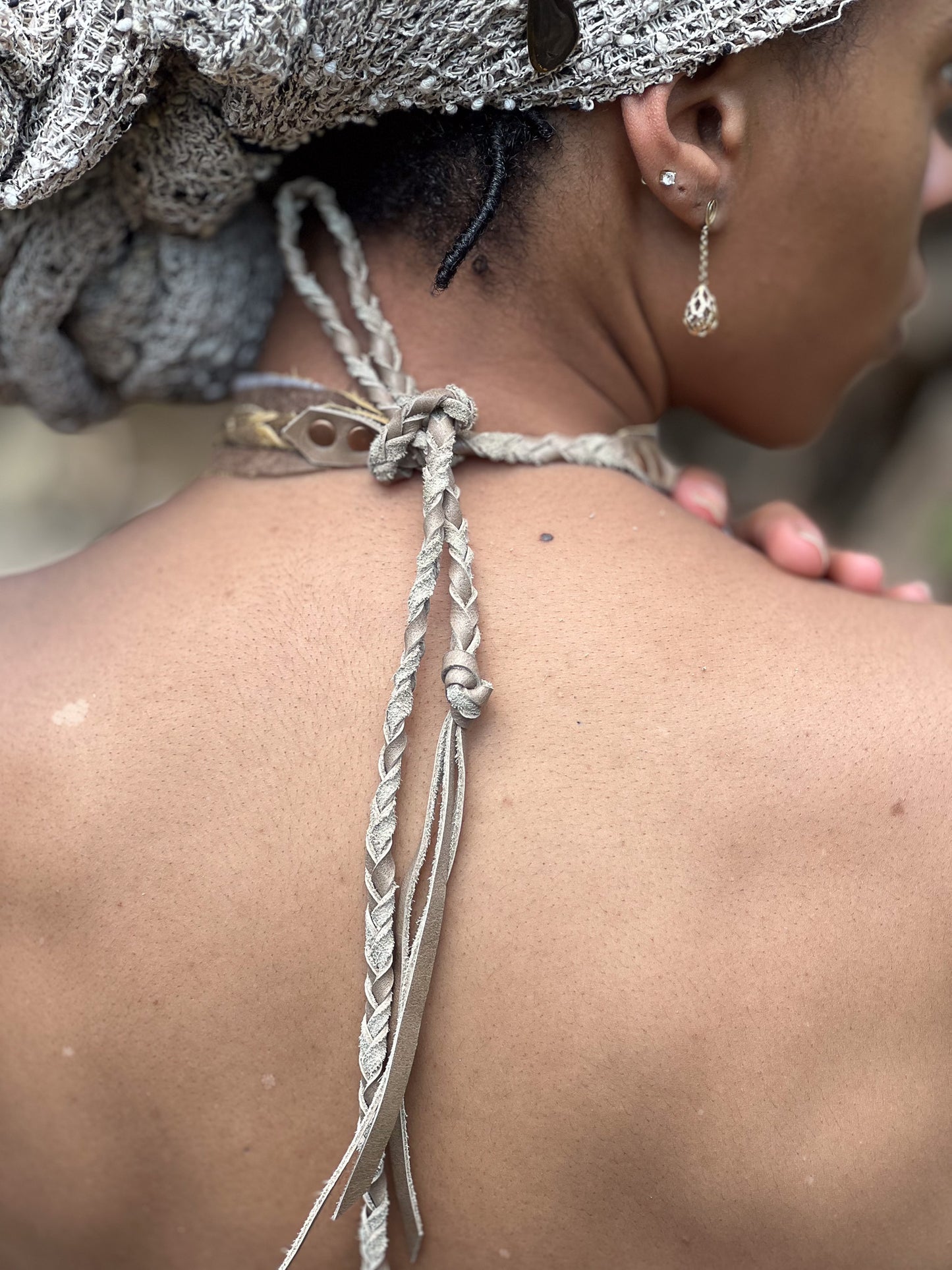 Calliope Chain & Crest Brown Leather Choker