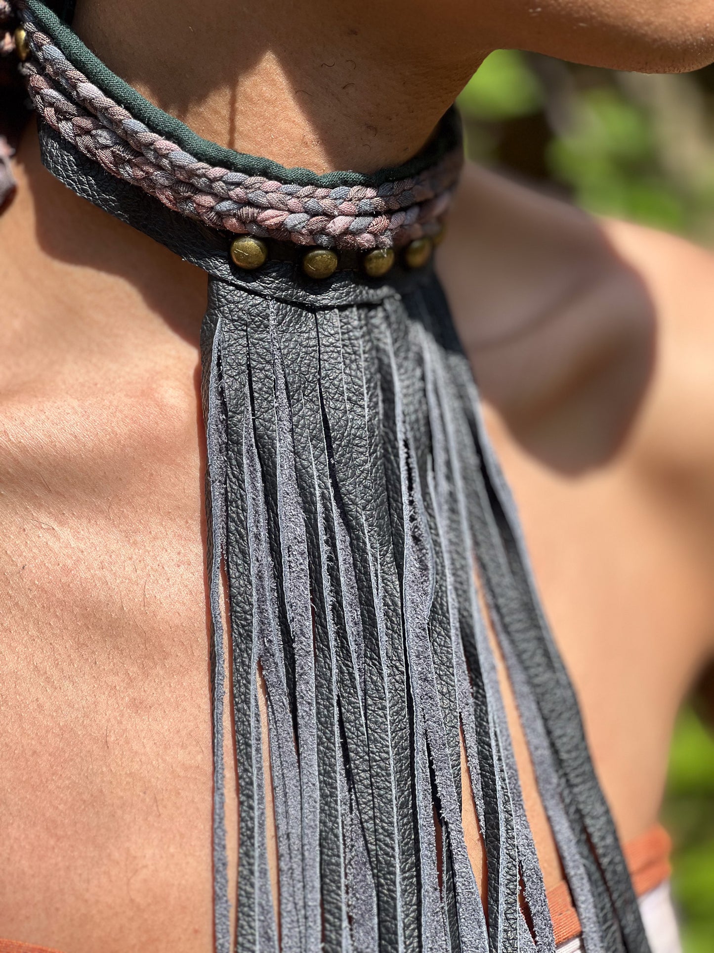 Calypso Black Fringe & Braid Neckpiece