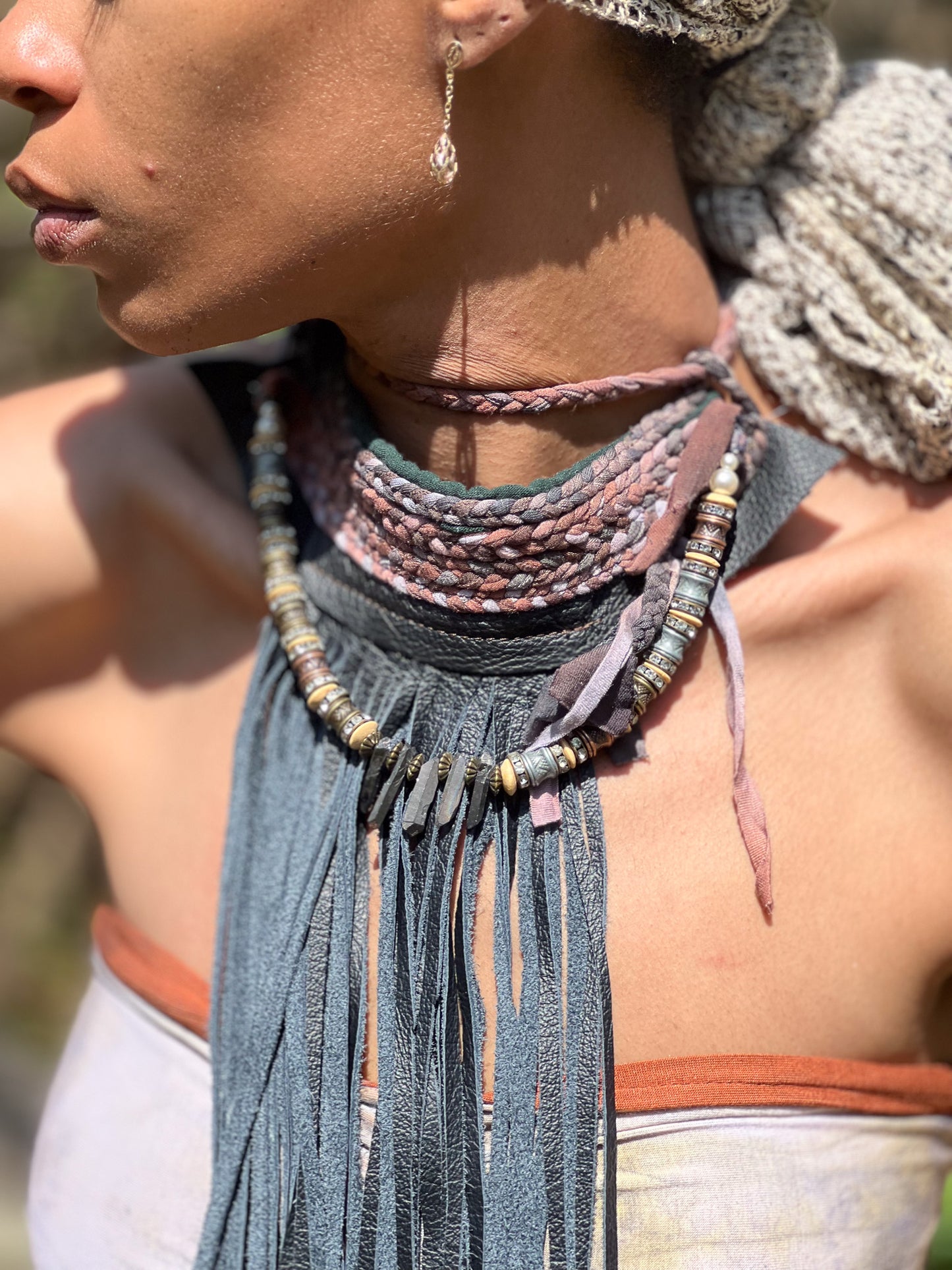 Electra Black Fringe & Braid Neckpiece