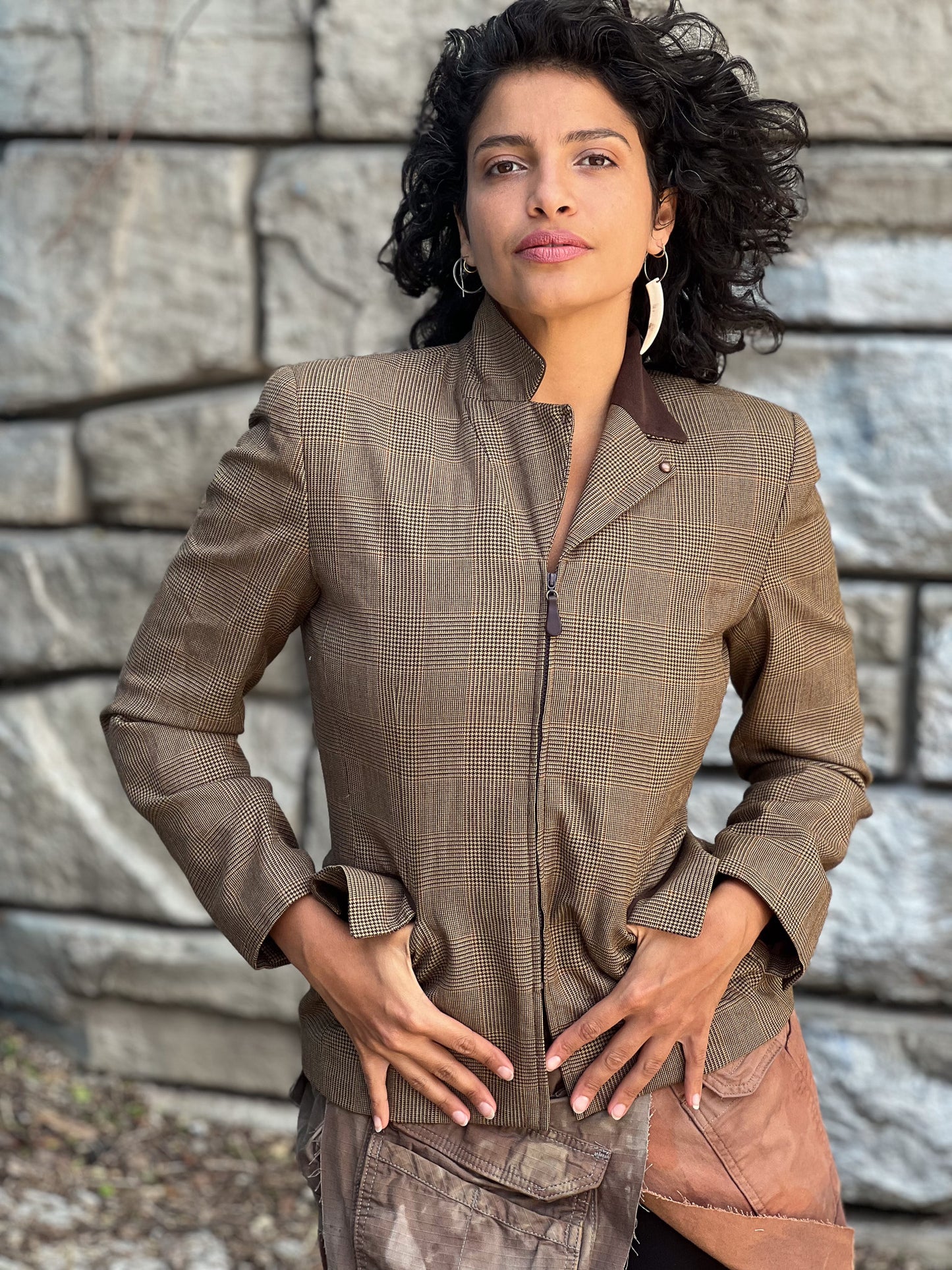 Plaid Heart Patched Blazer