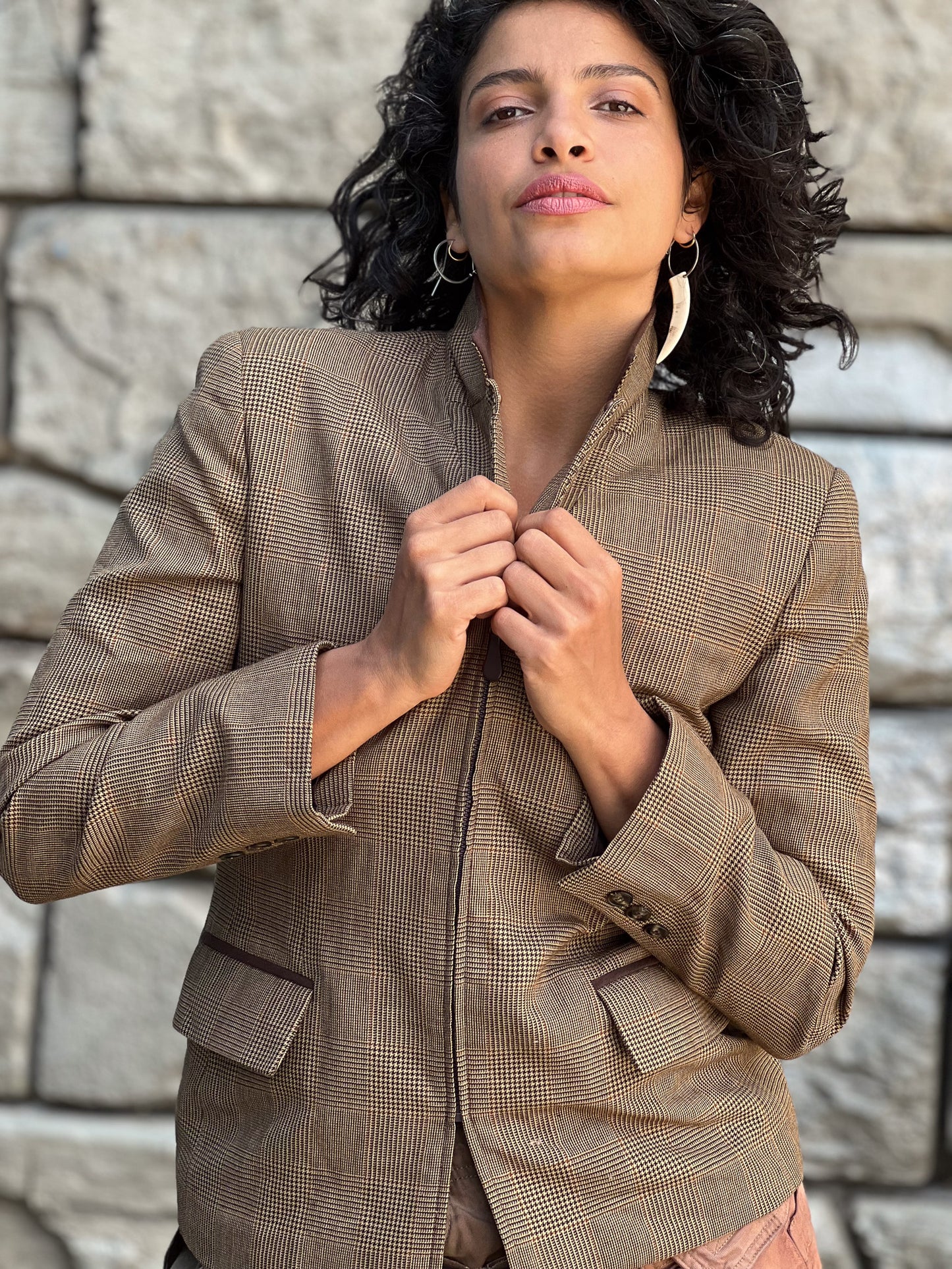 Plaid Heart Patched Blazer