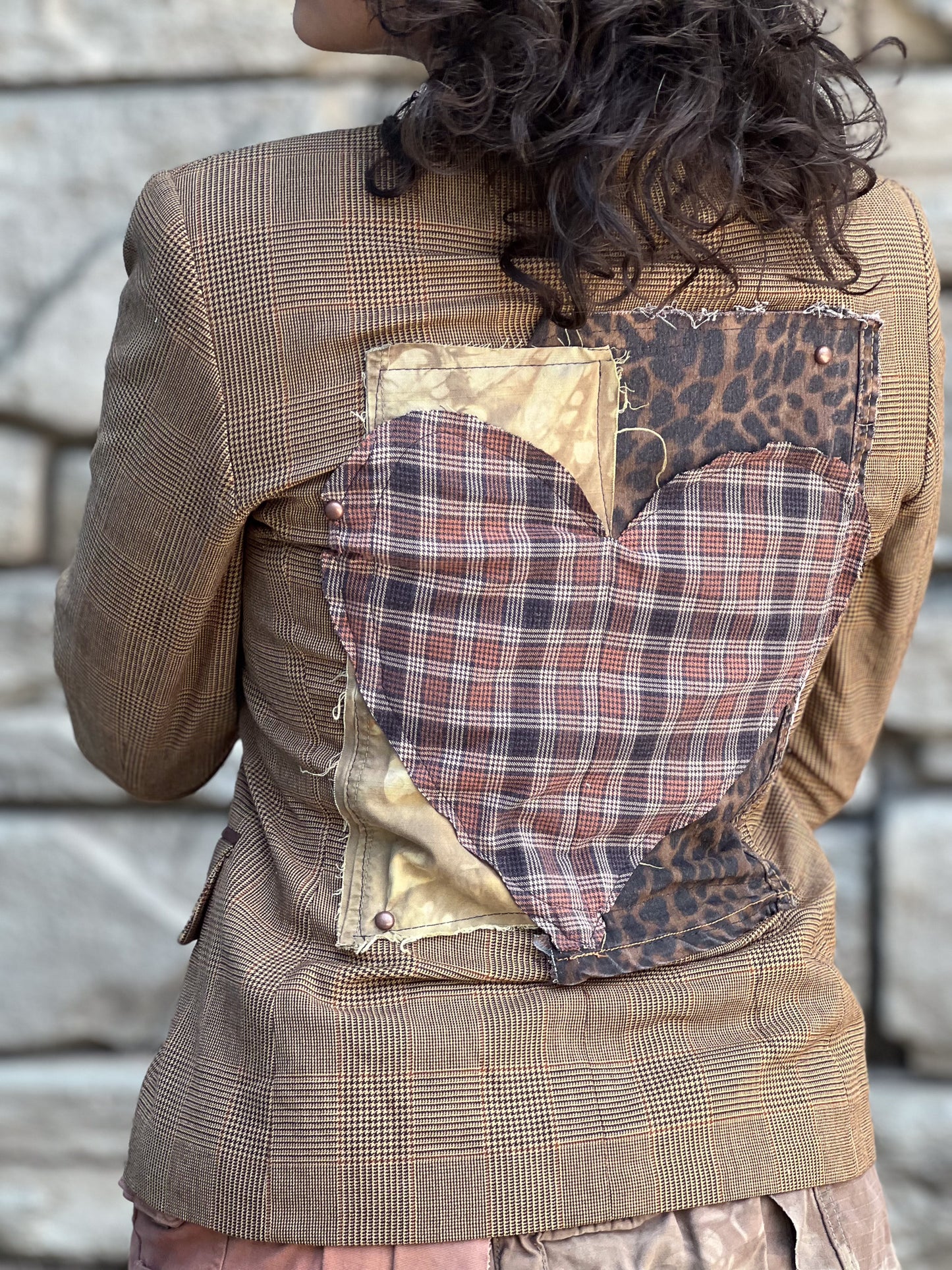 Plaid Heart Patched Blazer