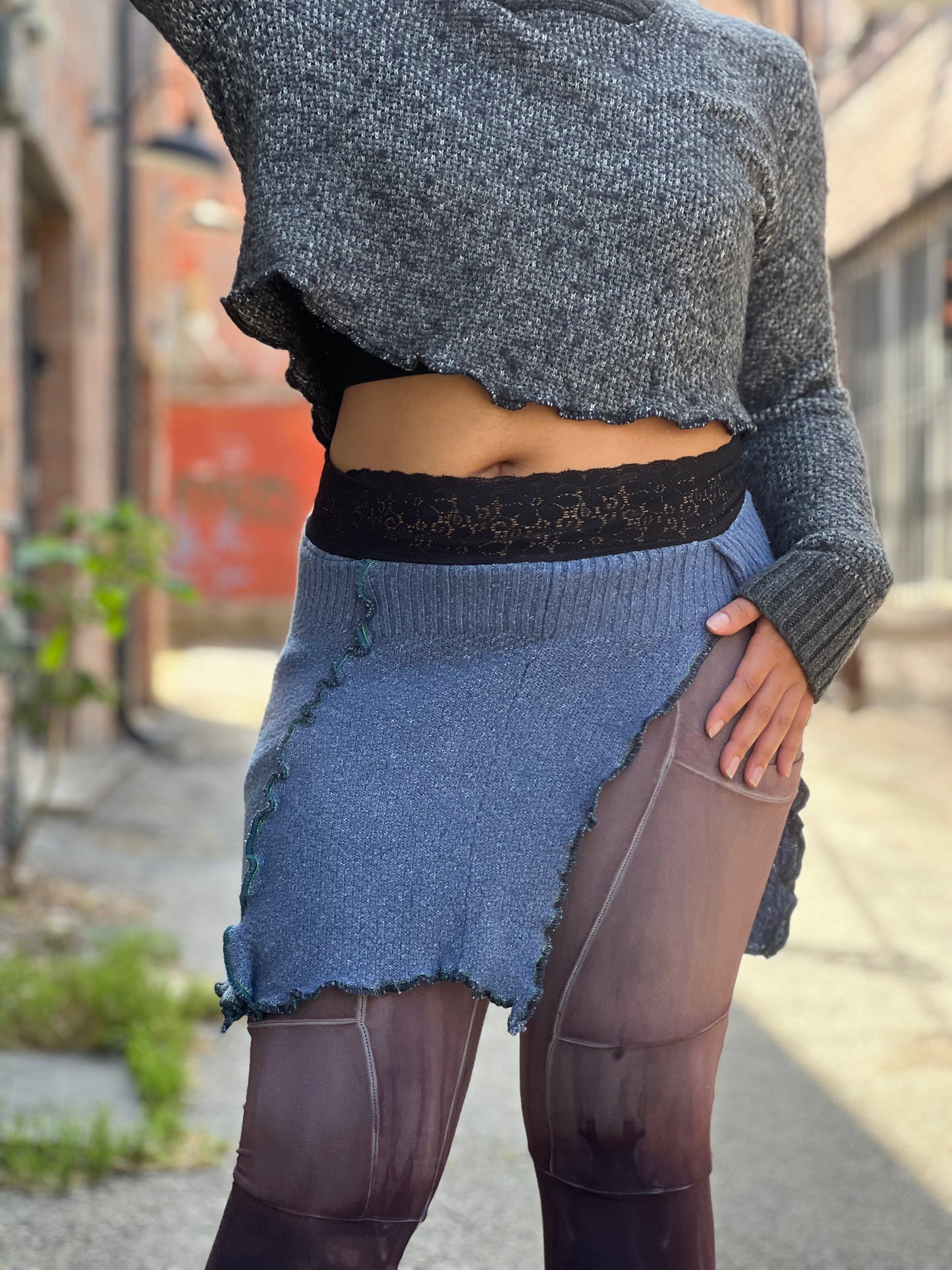 Machine Blue Sweater Skirt