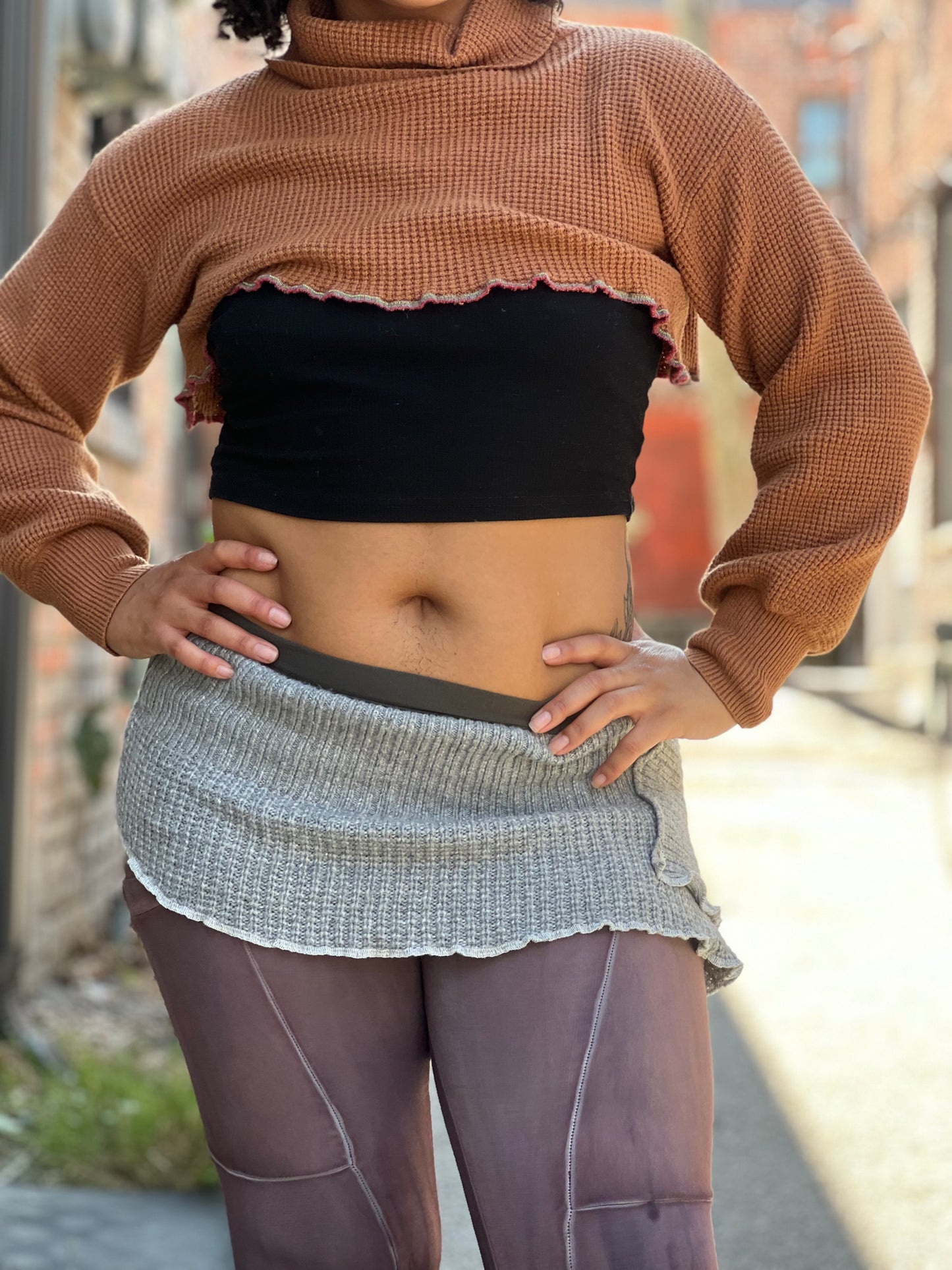 Light Grey Mini Sweater Skirt