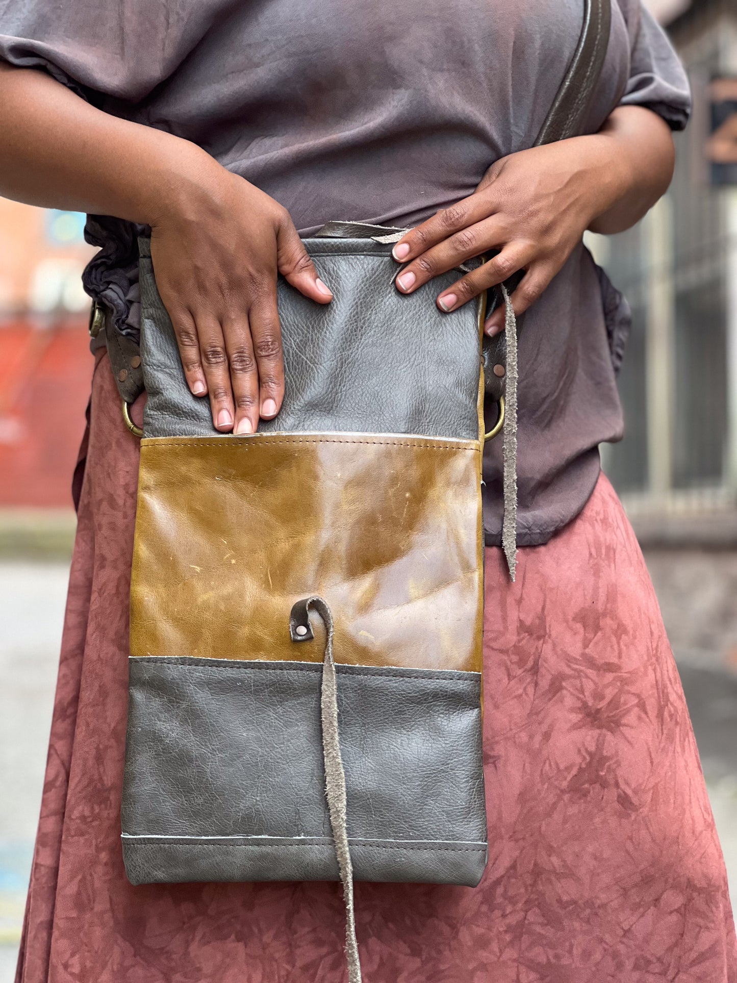 Two-Tone Fold Cross Body Bag