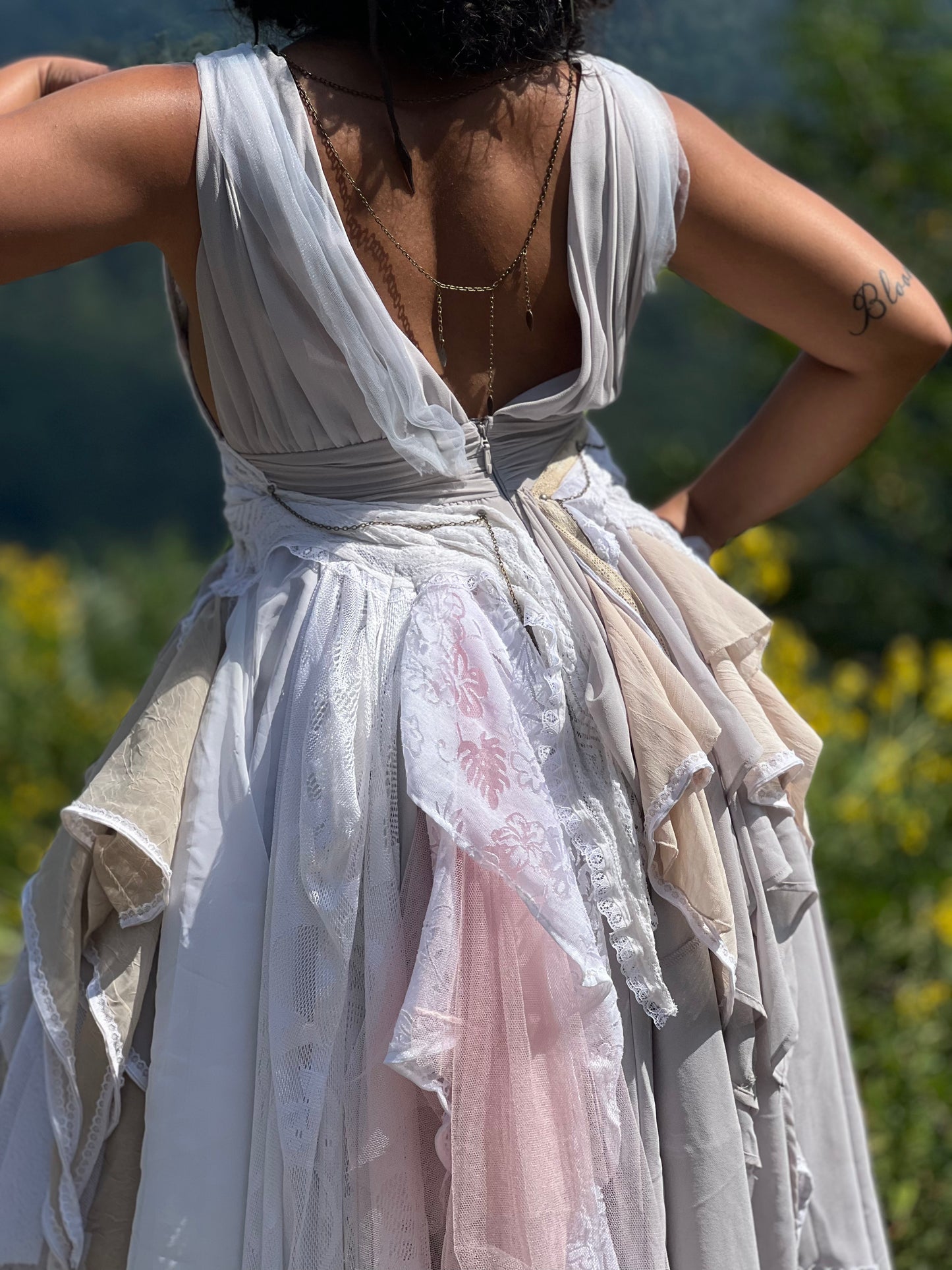 She Wolf Deep Neck Layered Gown