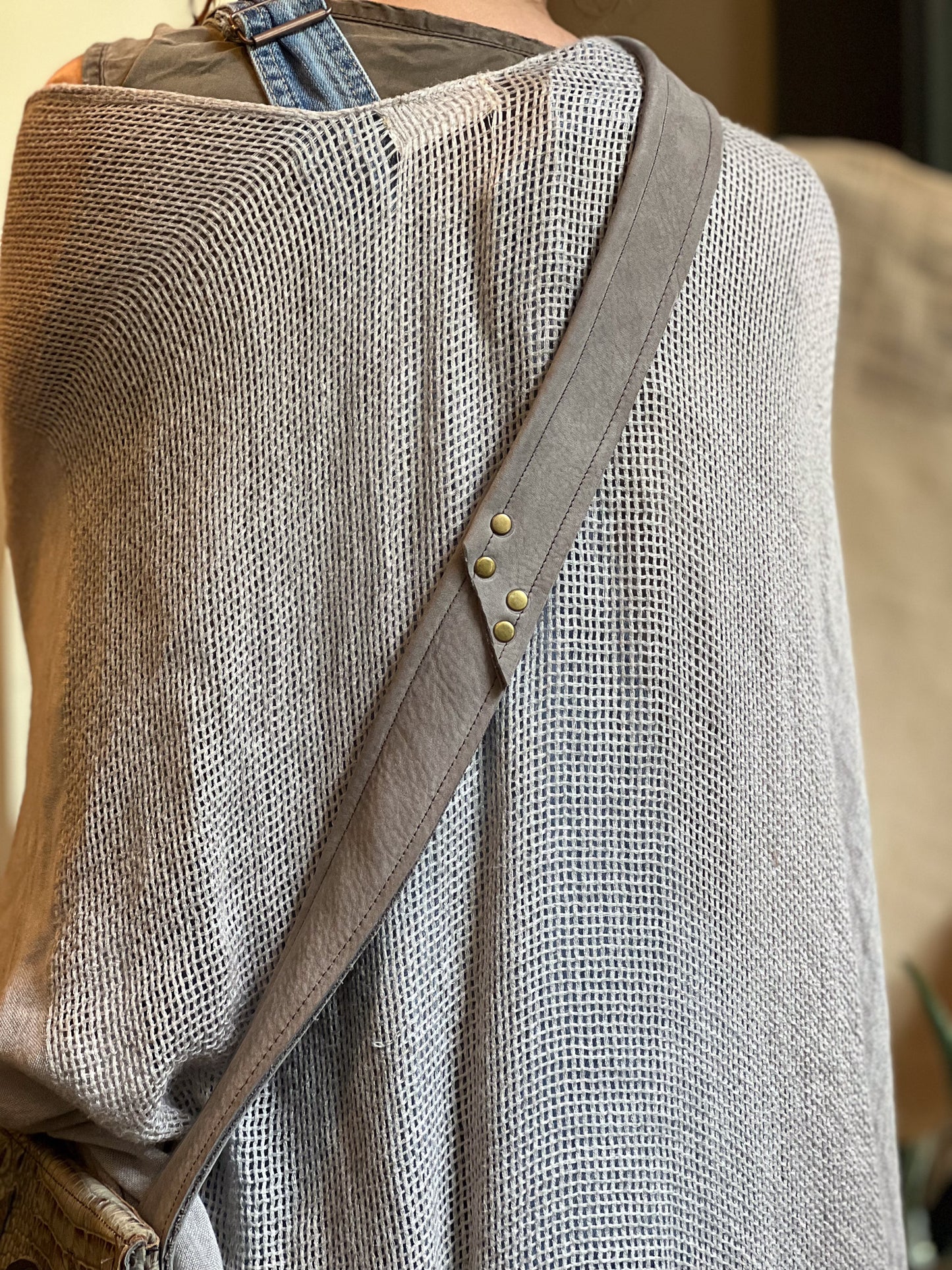 Grey Lunar Patchwork Crossbody Messenger Bag