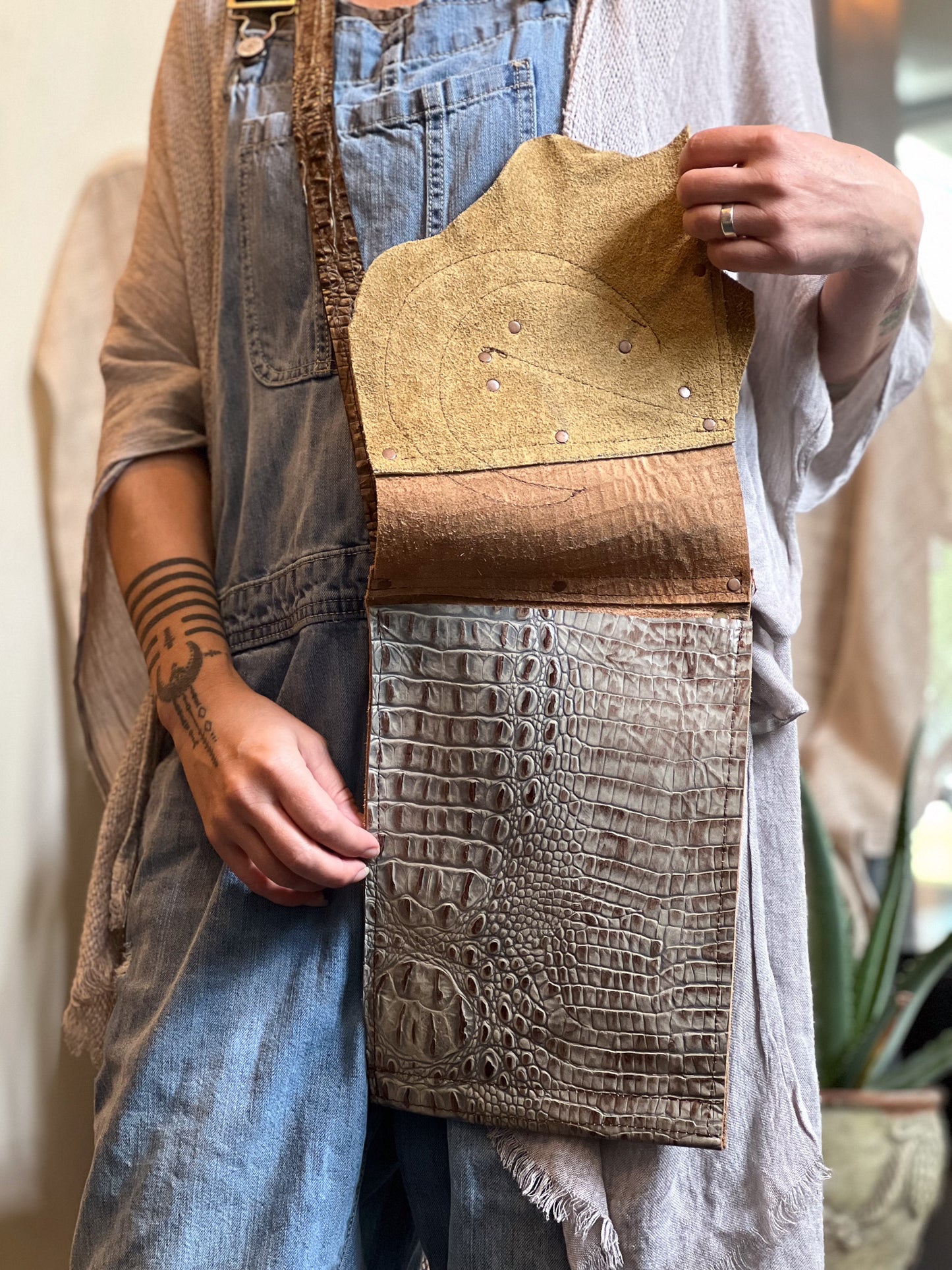 Brown Lunar Moon Patchwork Crossbody Bag