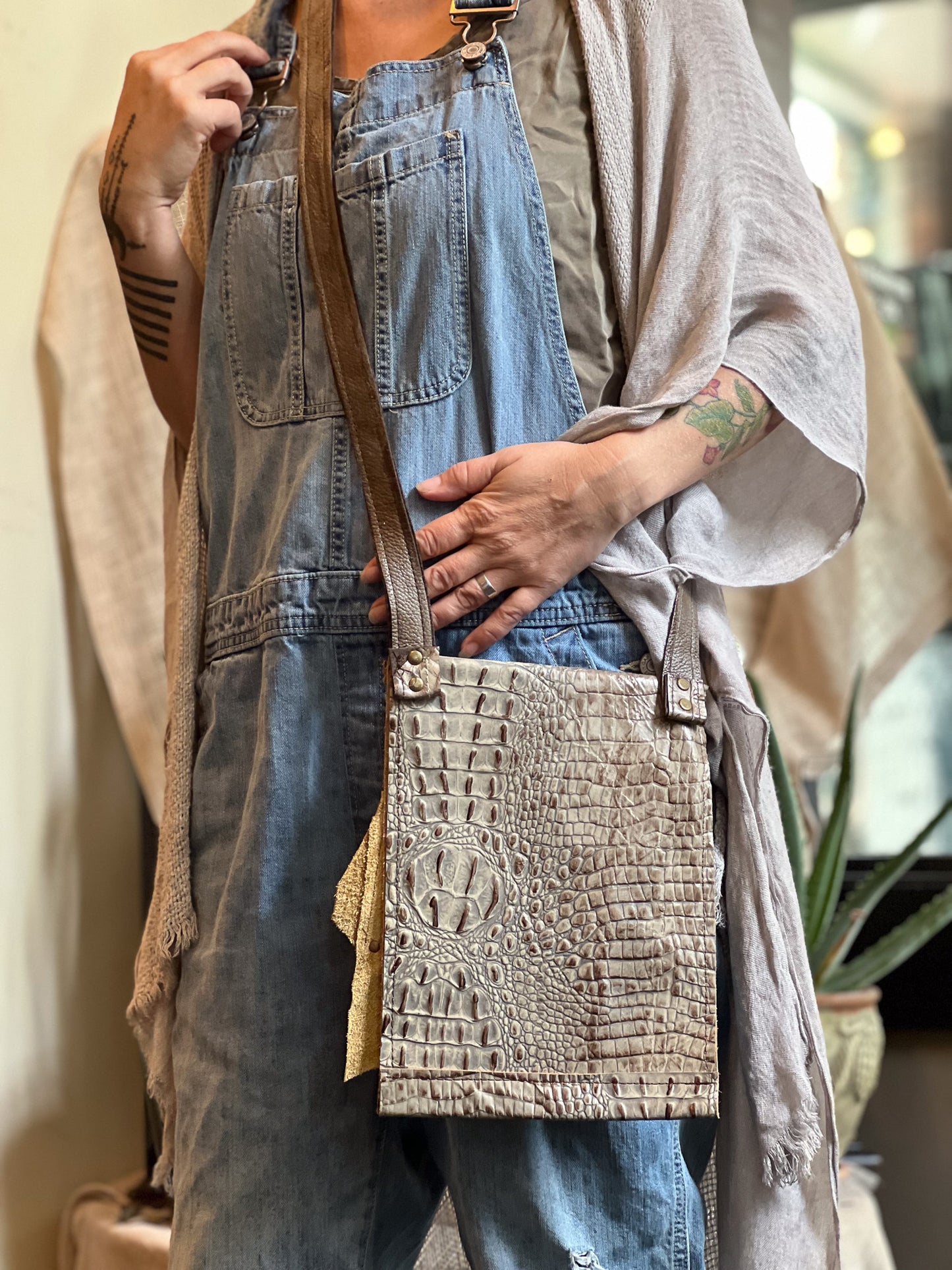 Brown Lunar Moon Patchwork Crossbody Bag