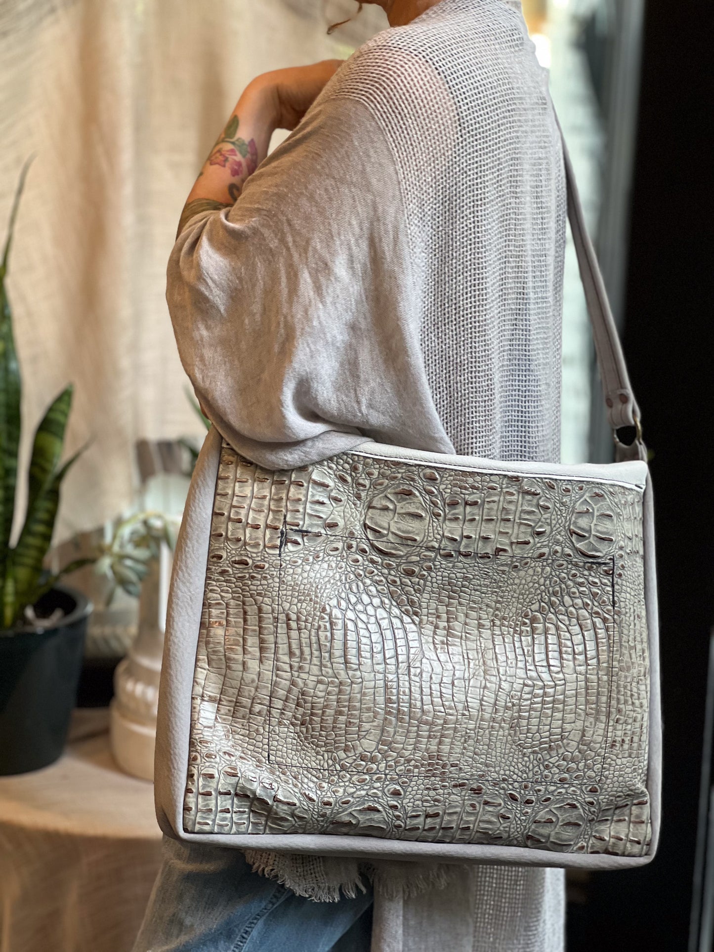 Ivory & Hide Leather Messenger Bag