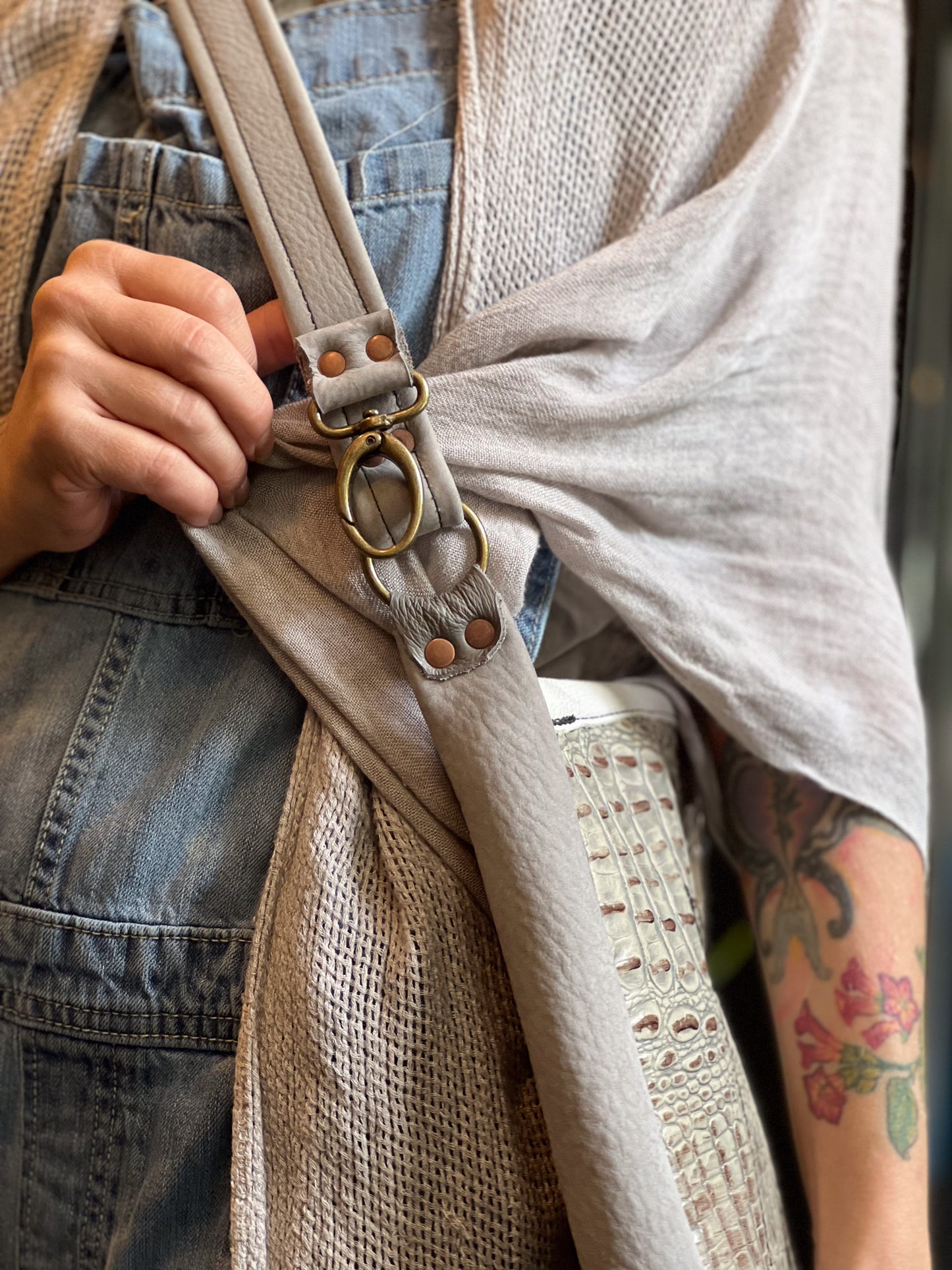 Ivory & Hide Leather Messenger Bag