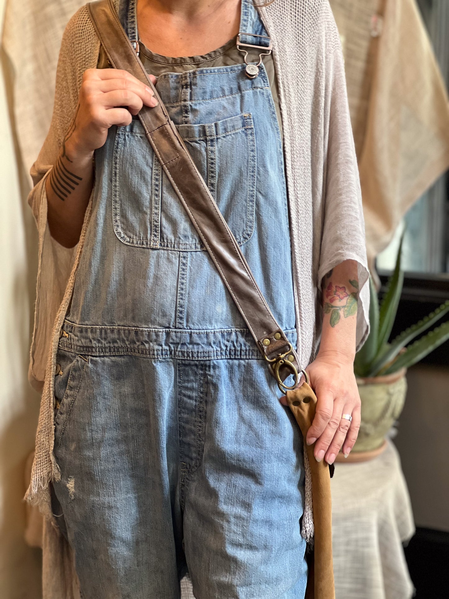 Brown & Gator Embossed Leather Messenger Bag