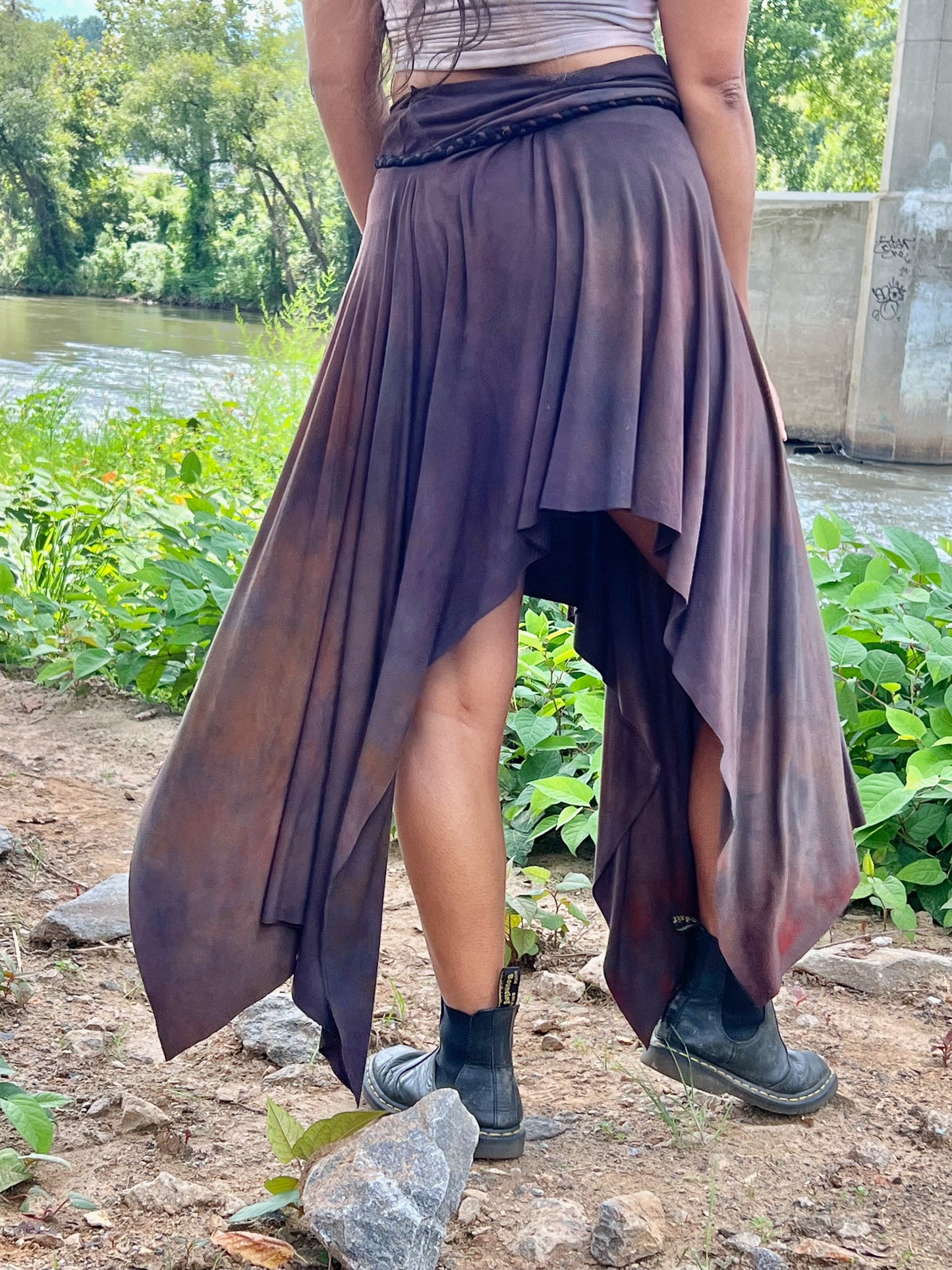 Bruised Plum High Low Bamboo Skirt