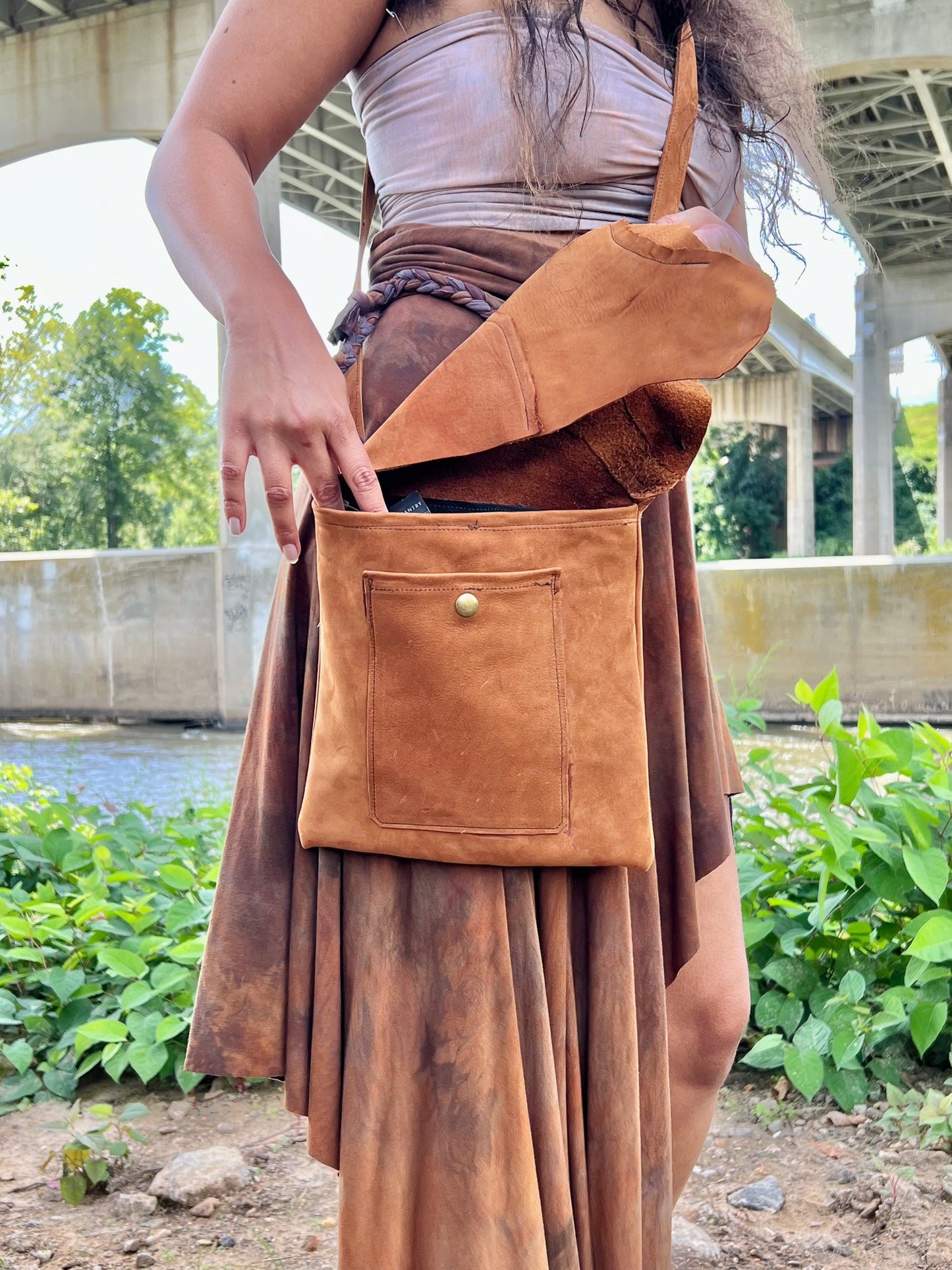 Soft Nubuck Sienna Leather Crossbody Bag