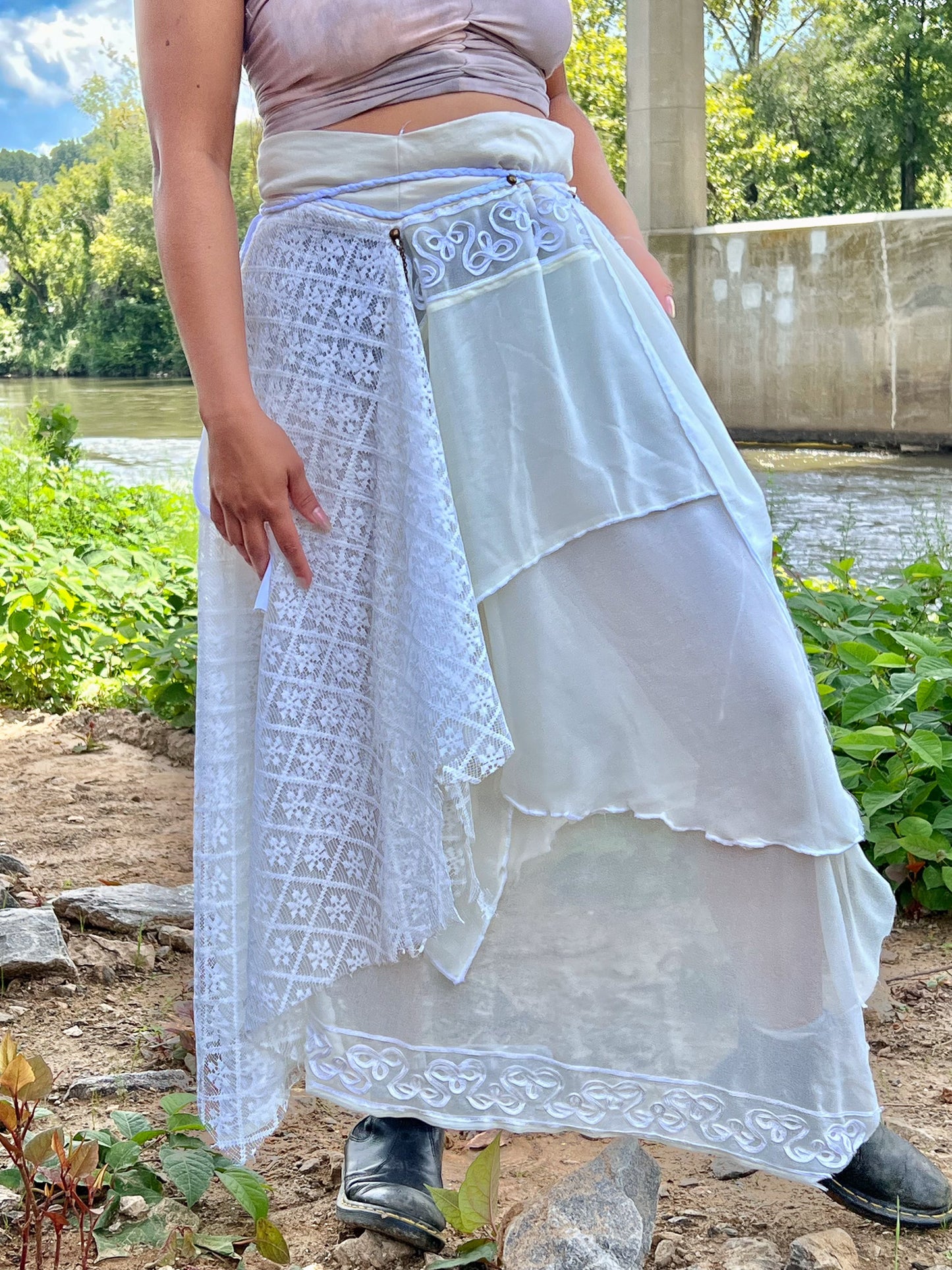 Cream Sheer & Lace She-Wolf Skirt