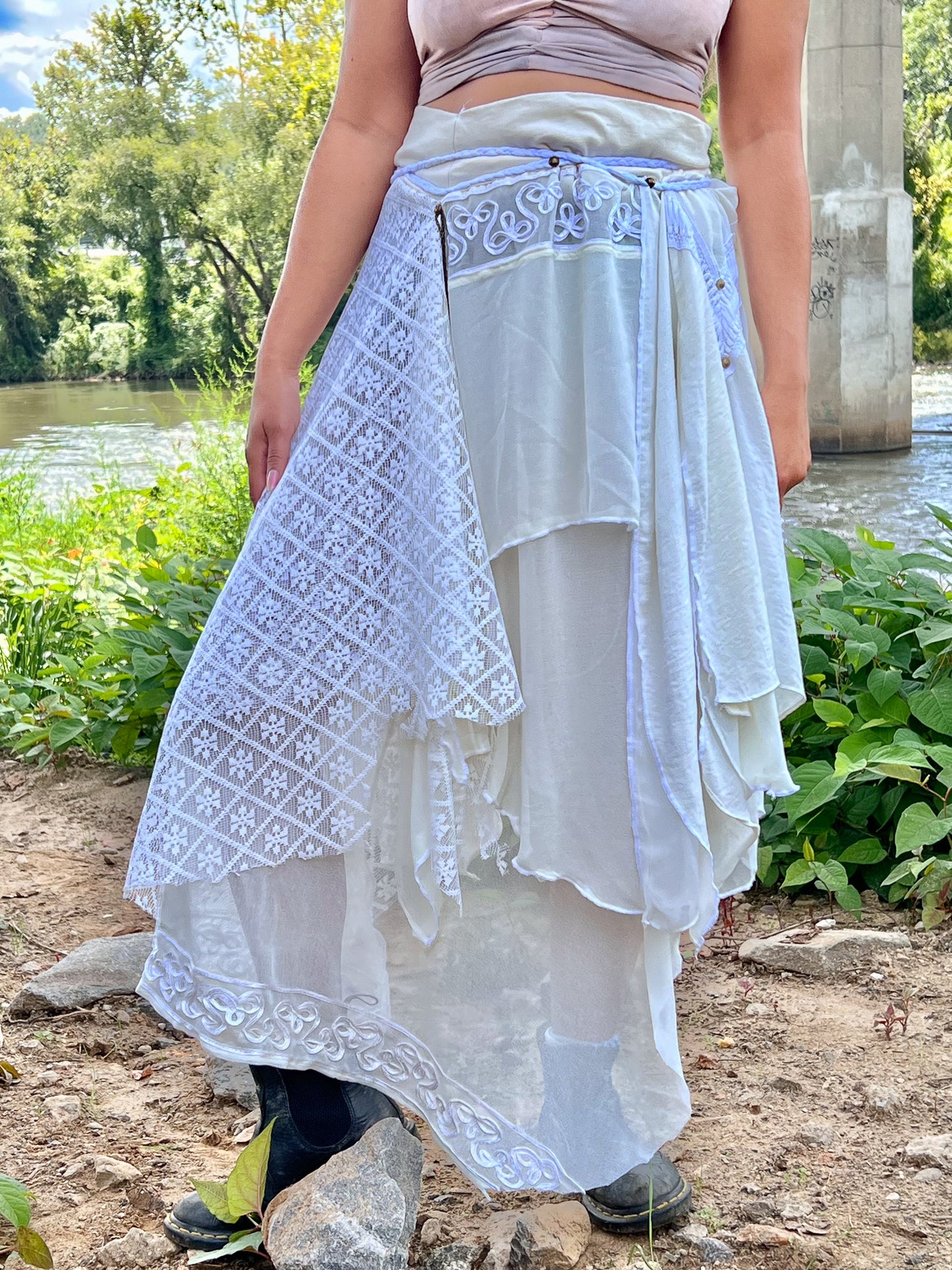 Cream Sheer & Lace She-Wolf Skirt