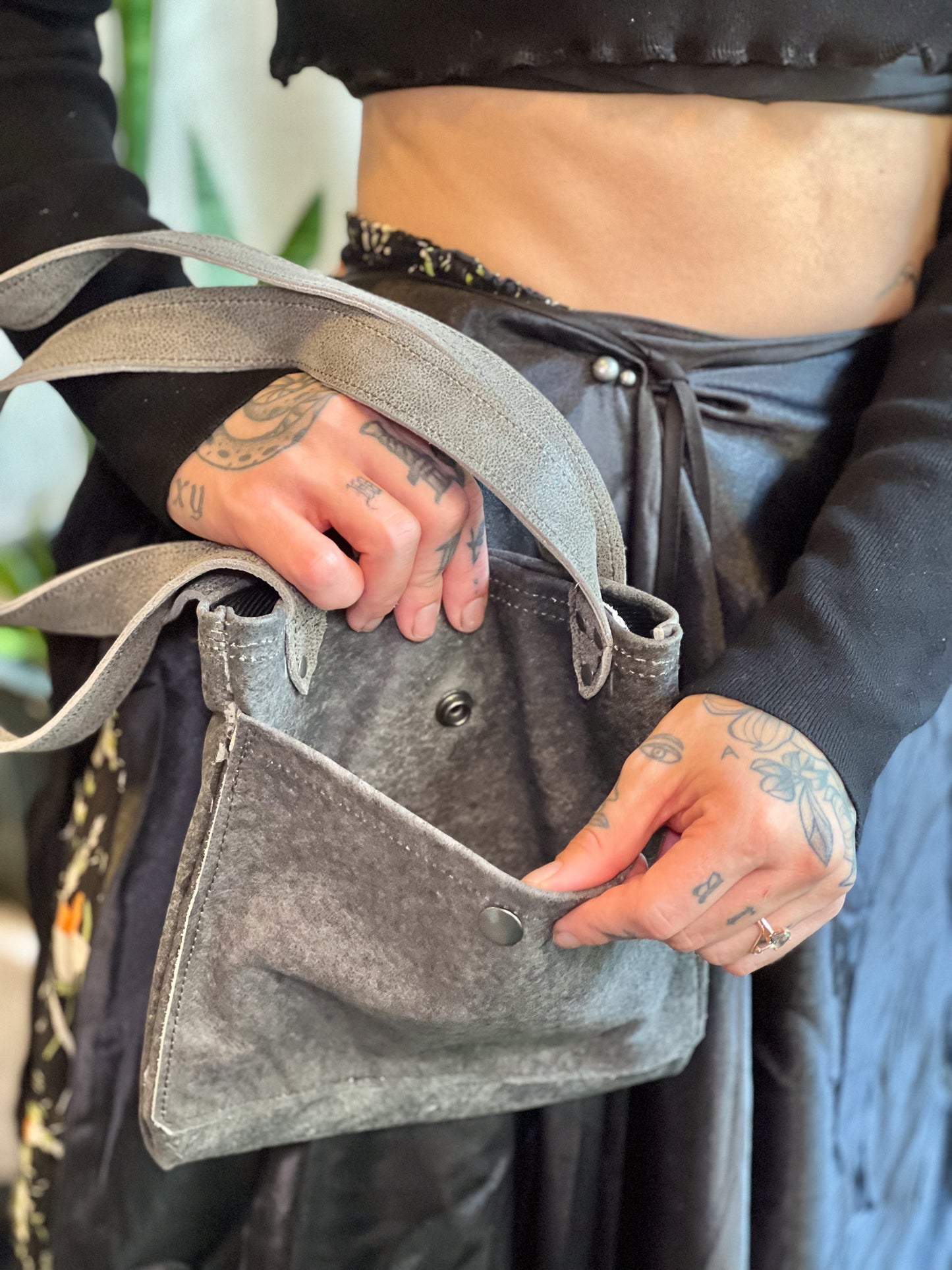 Smokey Grey Leather Mini Tote