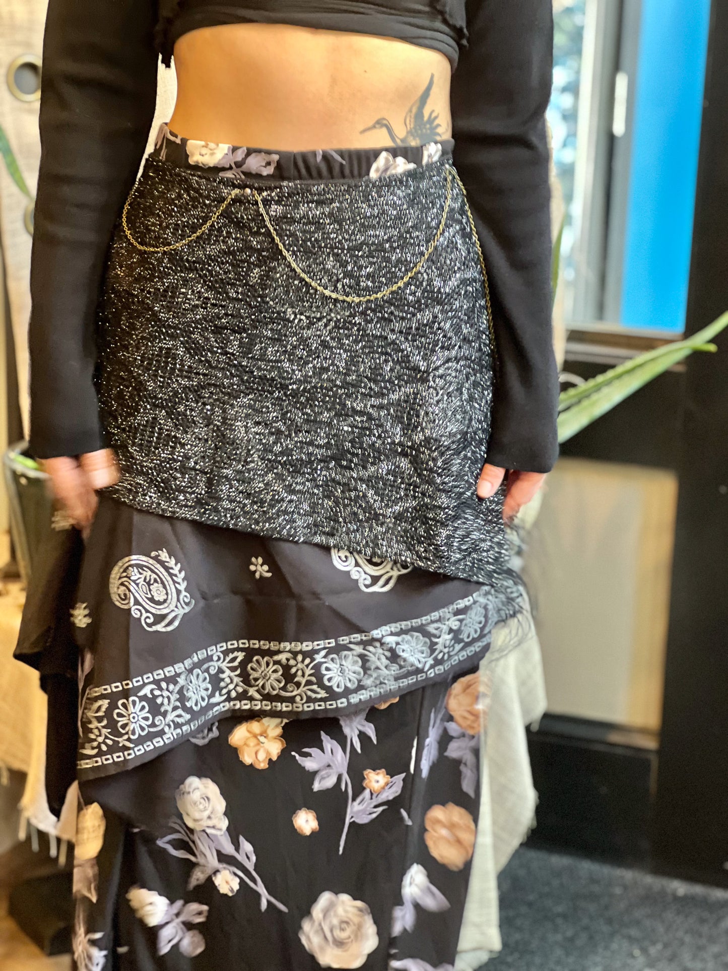 Layered & Chained Dark Goddess Maxi Skirt