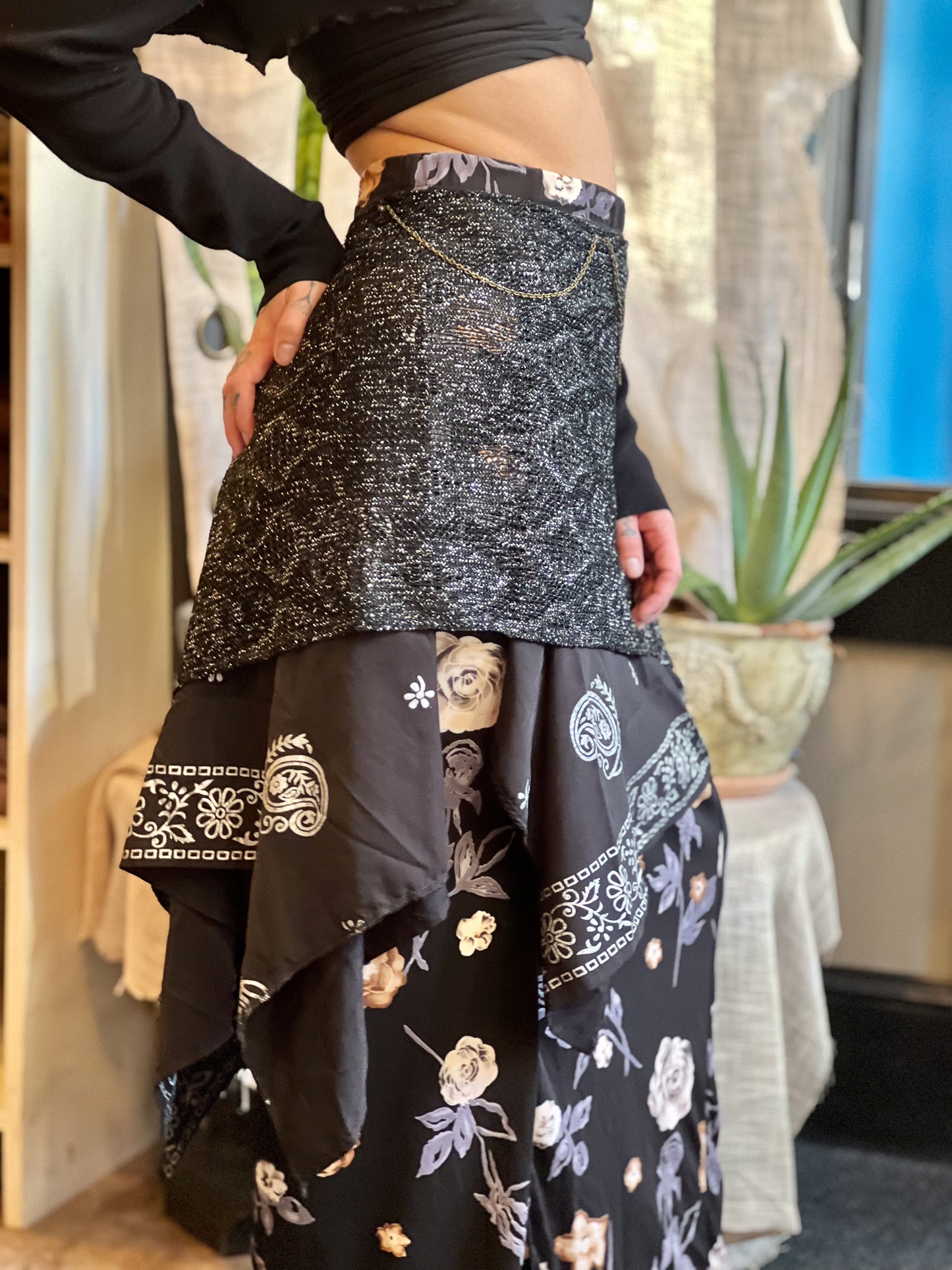 Layered & Chained Dark Goddess Maxi Skirt