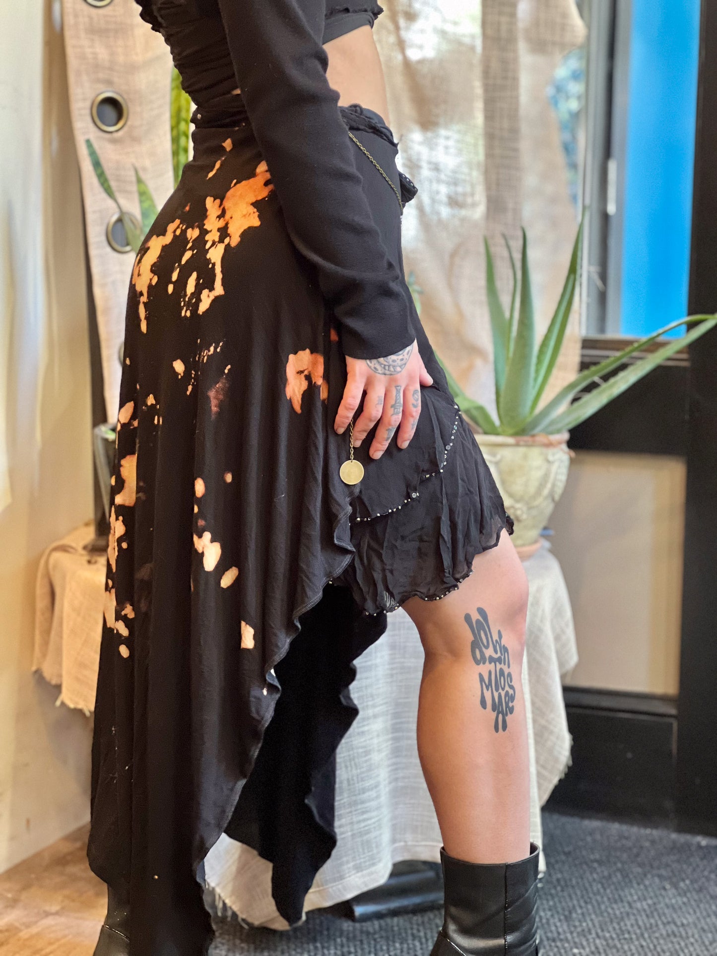 Bleached Dark Goddess High / Low Skirt