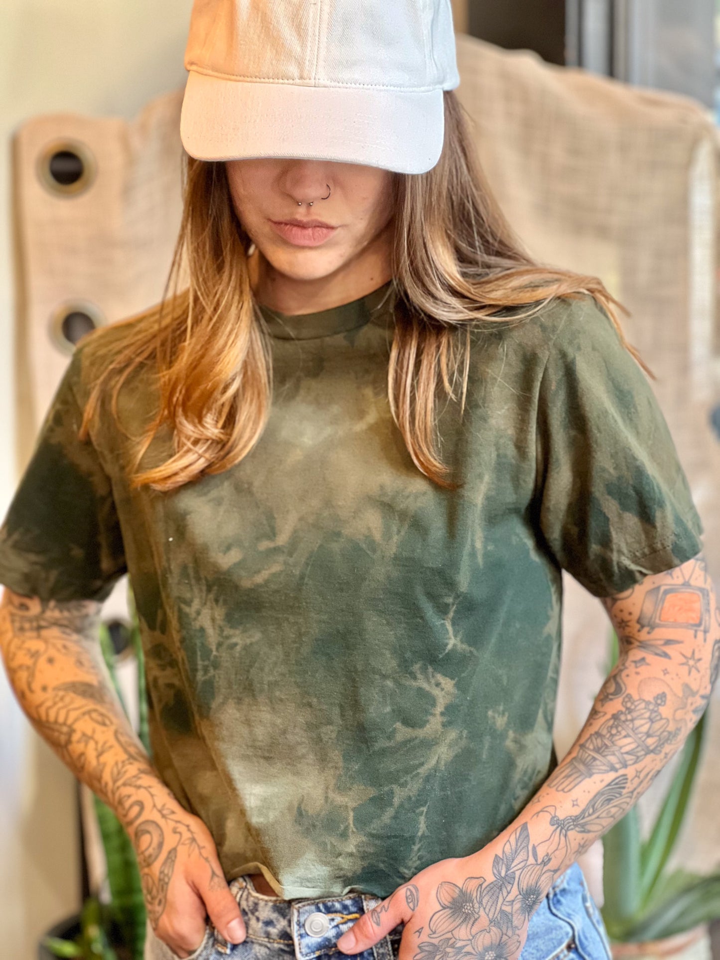 Dark Moss Dyed 100% Cotton T-shirt
