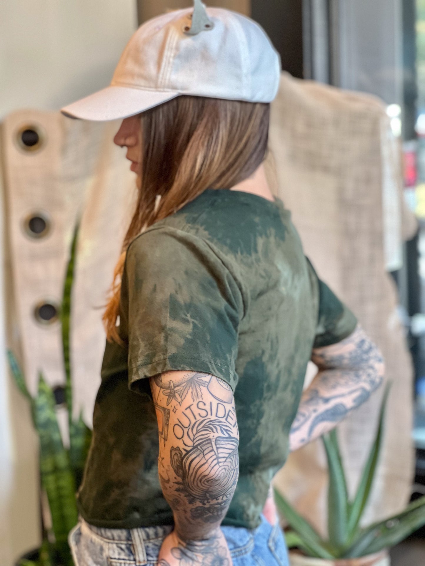 Dark Moss Dyed 100% Cotton T-shirt