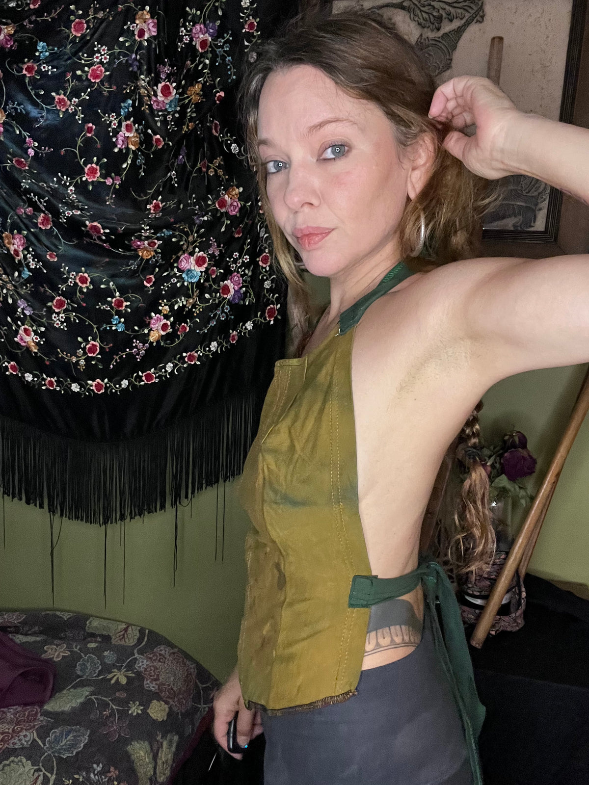 Chartreuse 100% Cotton Halter Top