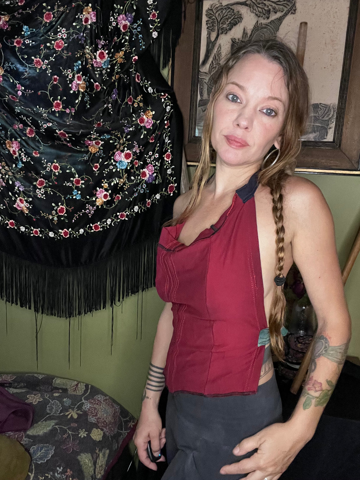 Crimson 100% Cotton Halter Top