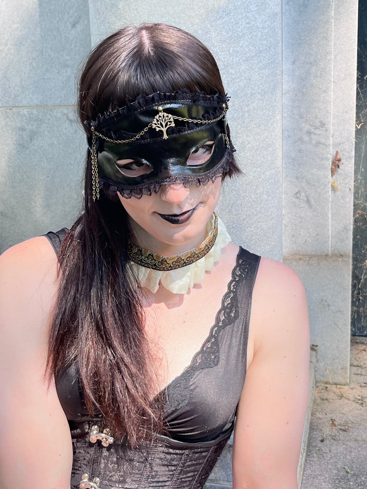'Mistress of the night' Leather & Chain Costume Mask