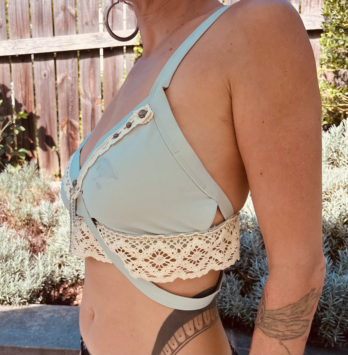 'Crystal Frost' Bikini w/ Lace & Chain
