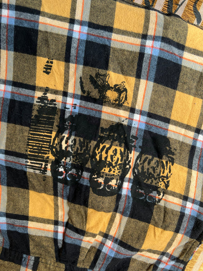 Gold Plaid Flannel w/ Owl Print