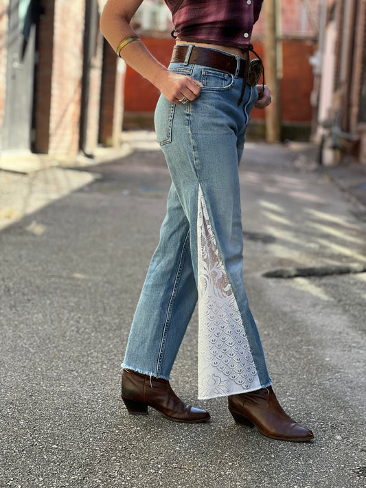 Nightjar Trade Co - Straight Lace Flare Denim Jeans