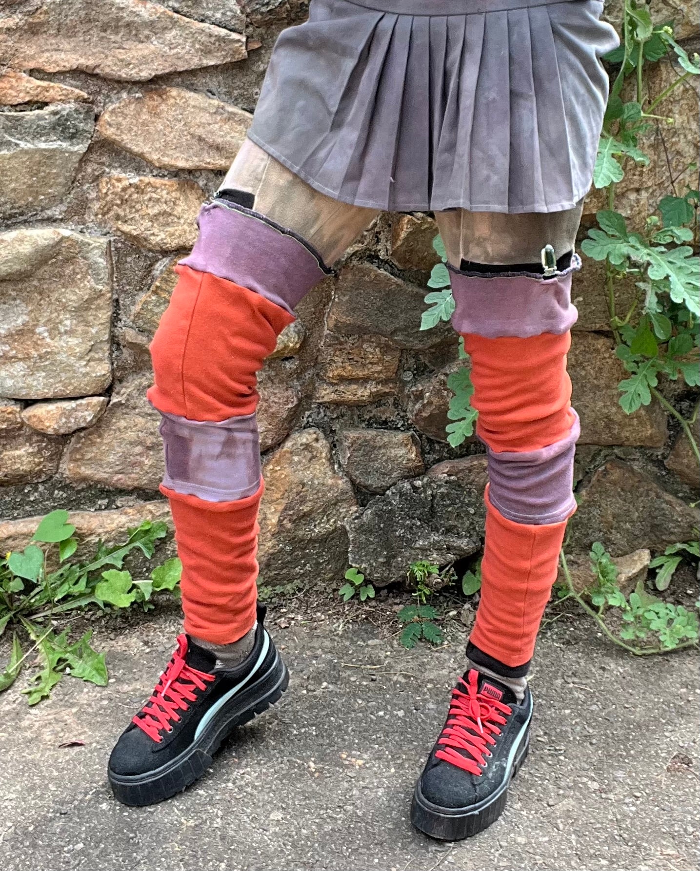 Lavender & Orange Striped Leg Warmers