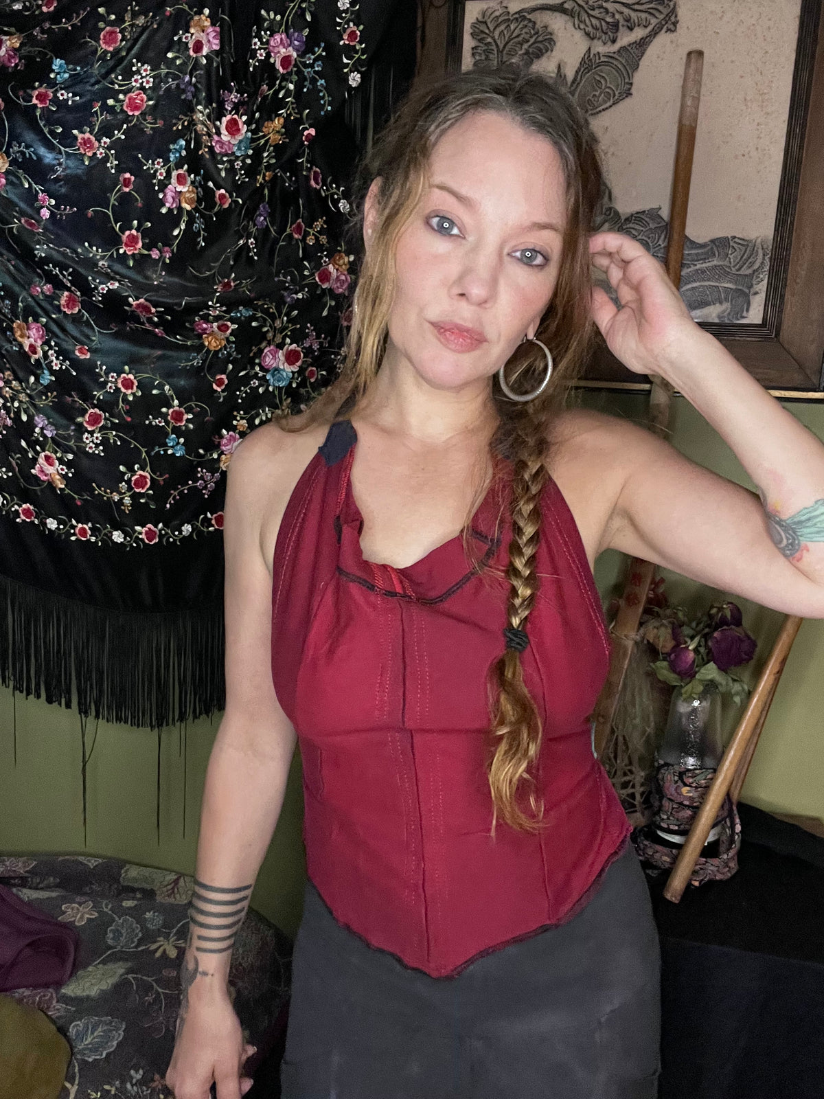 Crimson 100% Cotton Halter Top