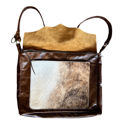 BB Ivey Umber & Cowhide Messenger Bag