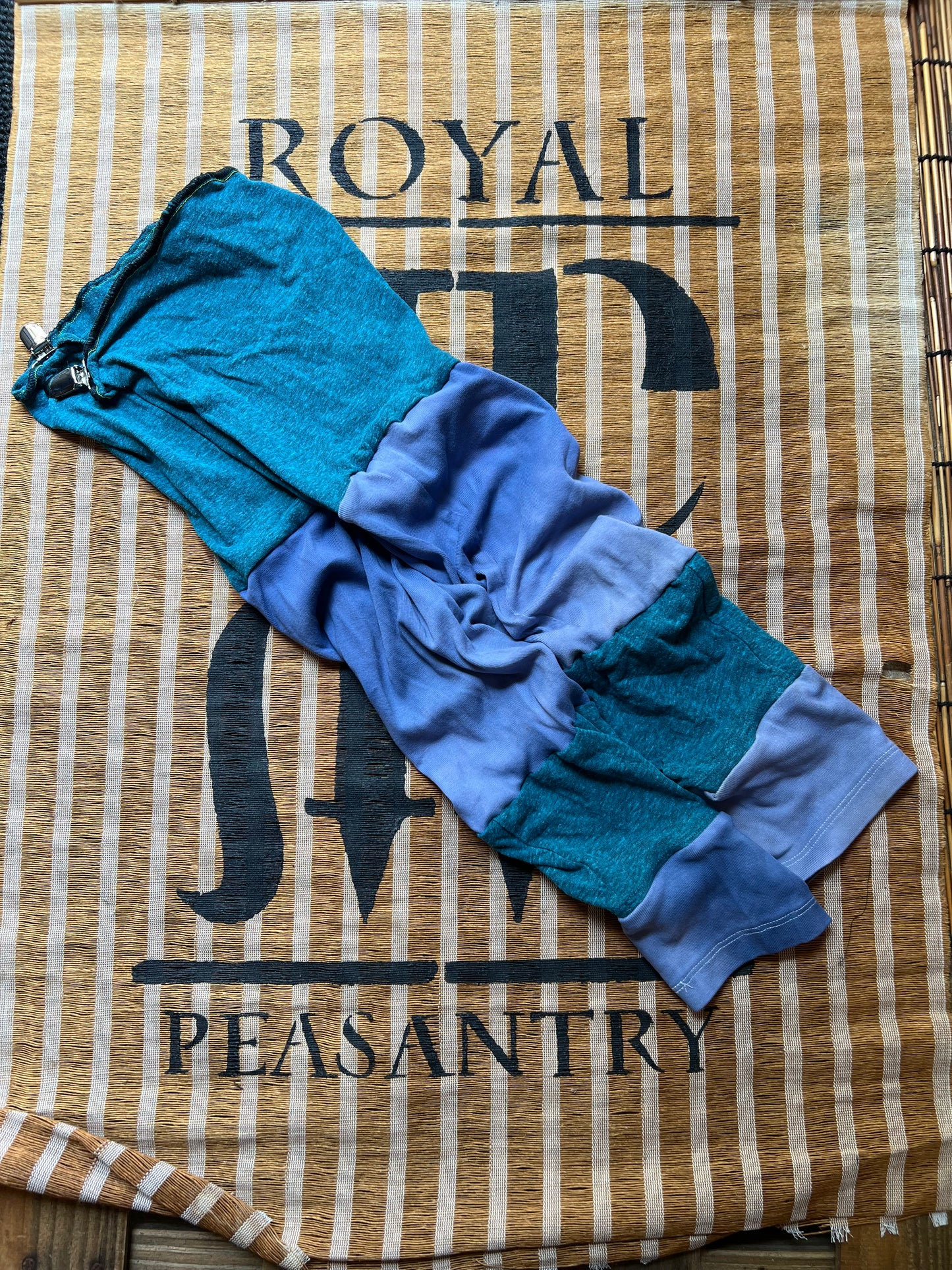 Sky Blue & Teal Striped Leg Warmers
