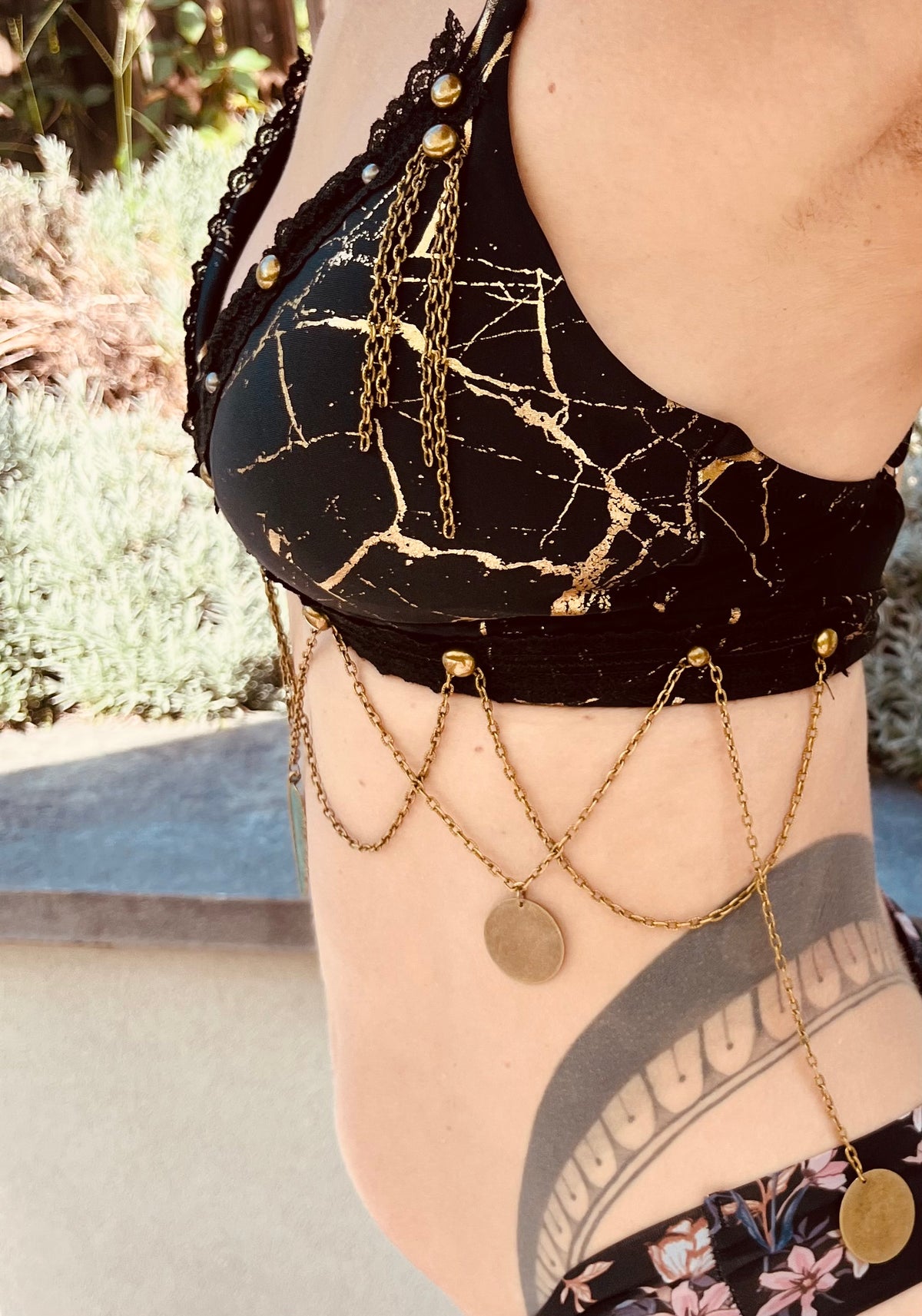 'Black Mamba' Bikini w/ Lace & chain