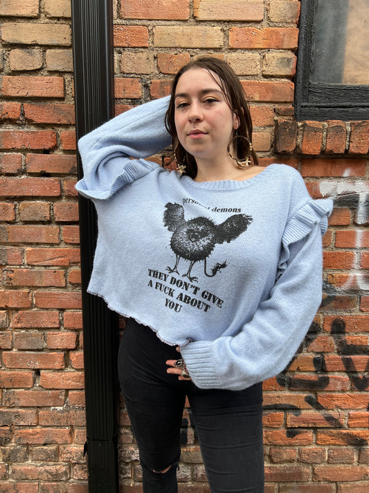 “Personal Demons” Printed Crop Sweater