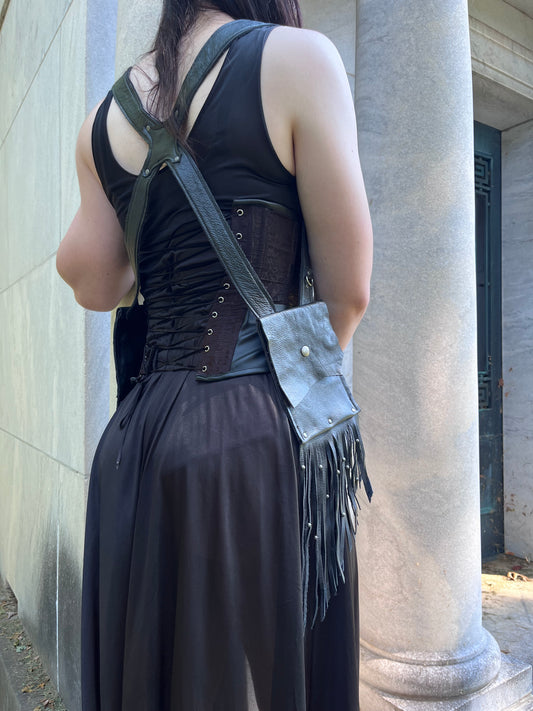 Obsidian Black Fringe Leather Holster