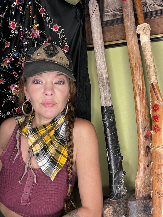 Yellow Plaid Flannel Neck Scarf
