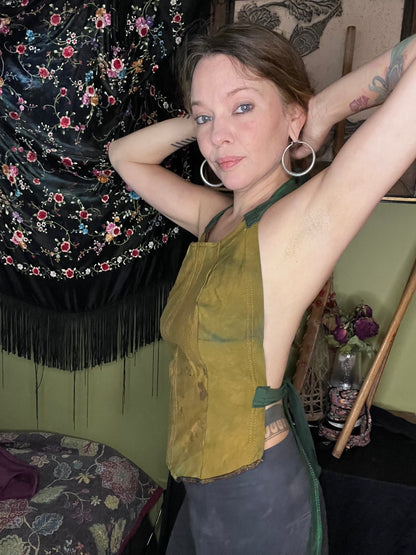 Chartreuse 100% Cotton Halter Top