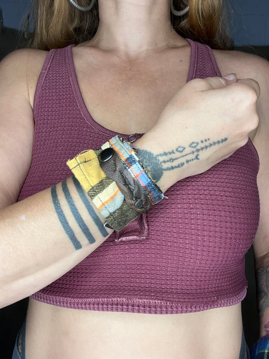 Yellow & Brown Leather Cuff