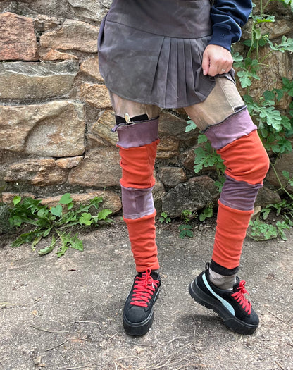 Lavender & Orange Striped Leg Warmers