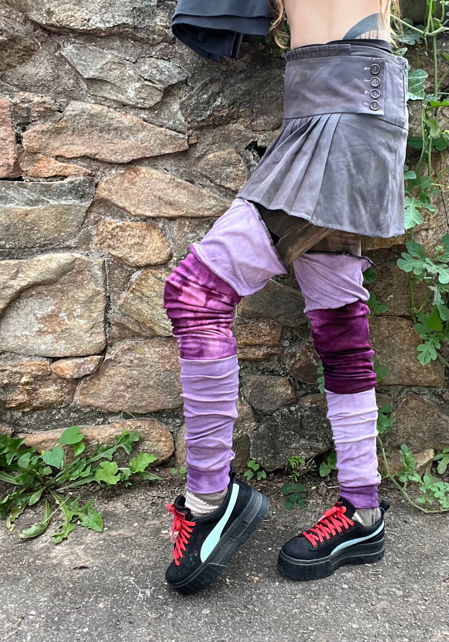 Magenta & Lavender Striped leg warmers