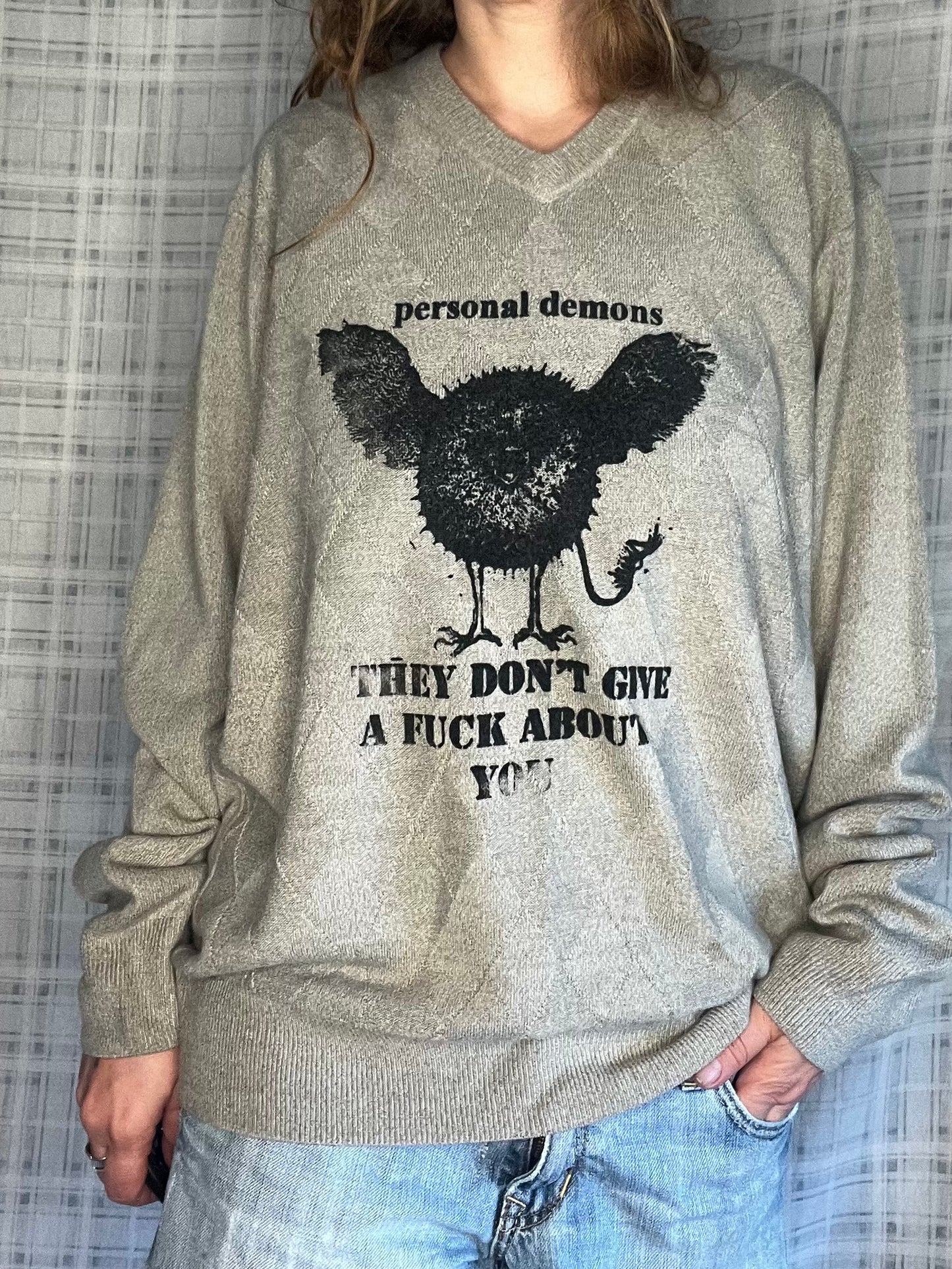 Grey "personal demons" Sweater