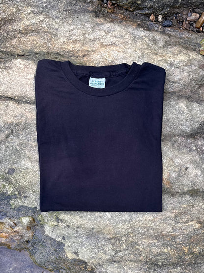 LO - Medium - Black Organic Cotton T-Shirt with Butterfly Patch