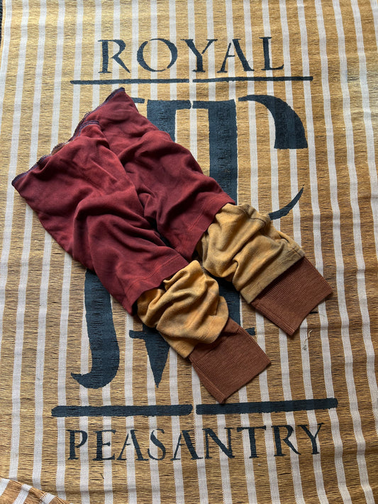 Dyed Crimson & Gold Striped Leg Warmers